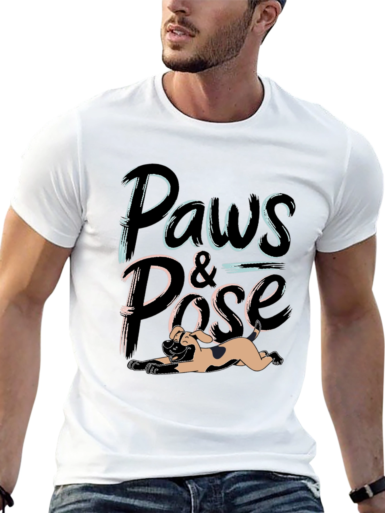 Paws and Pose Black Graphic T-Shirt