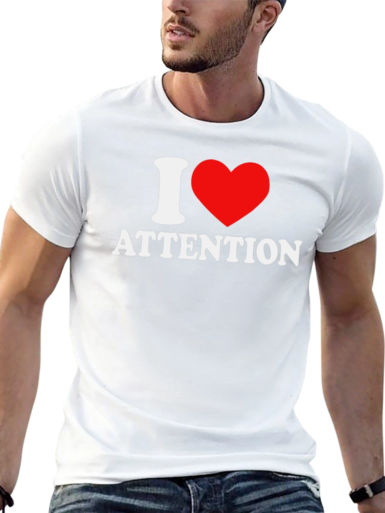 I Heart Attention Mens Black T-Shirt
