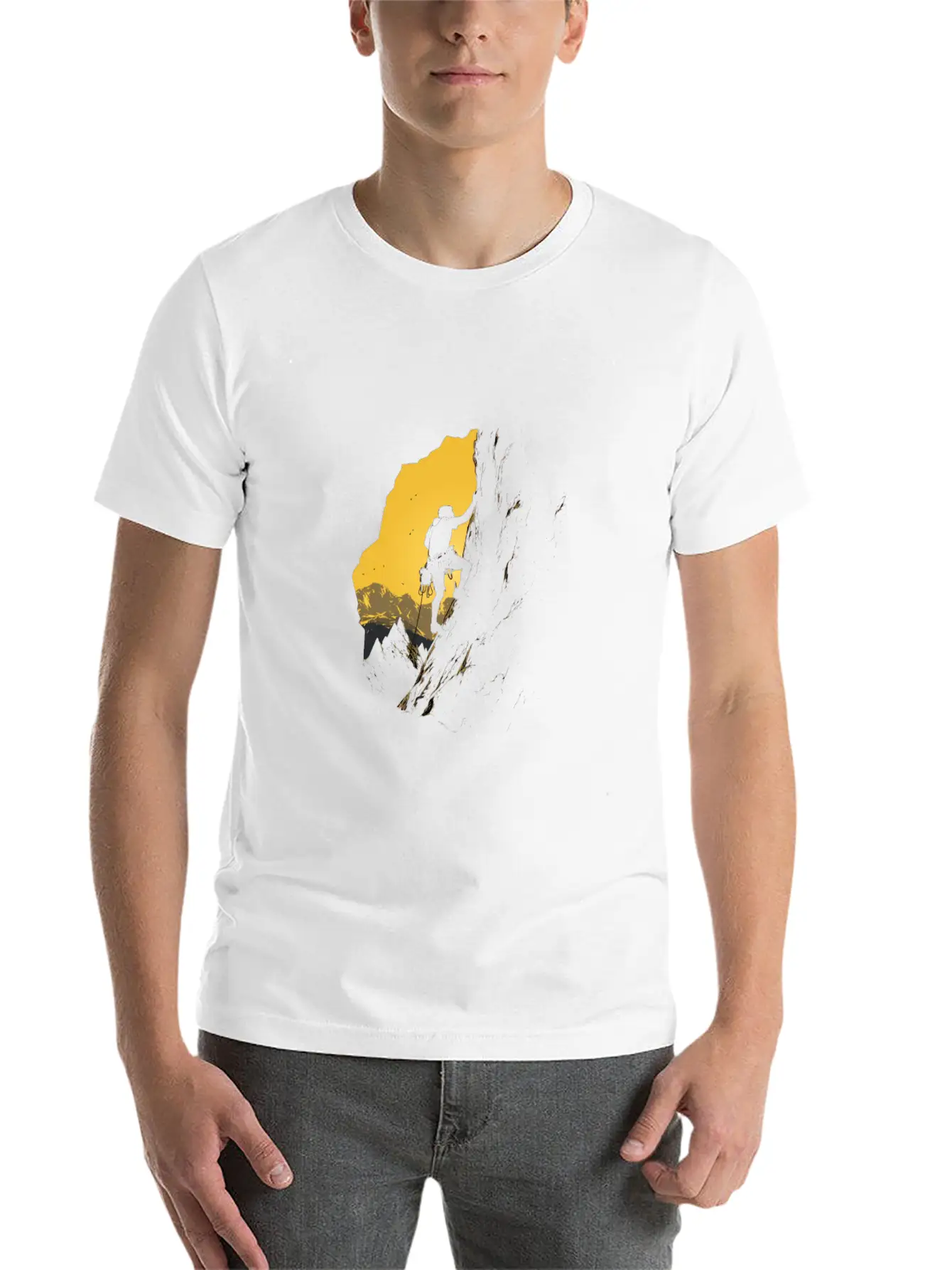Rock Climbing Mountain Climber Silhouette Unisex Short Sleeve Soft Cotton T-Shirt – Casual Everyday Wear