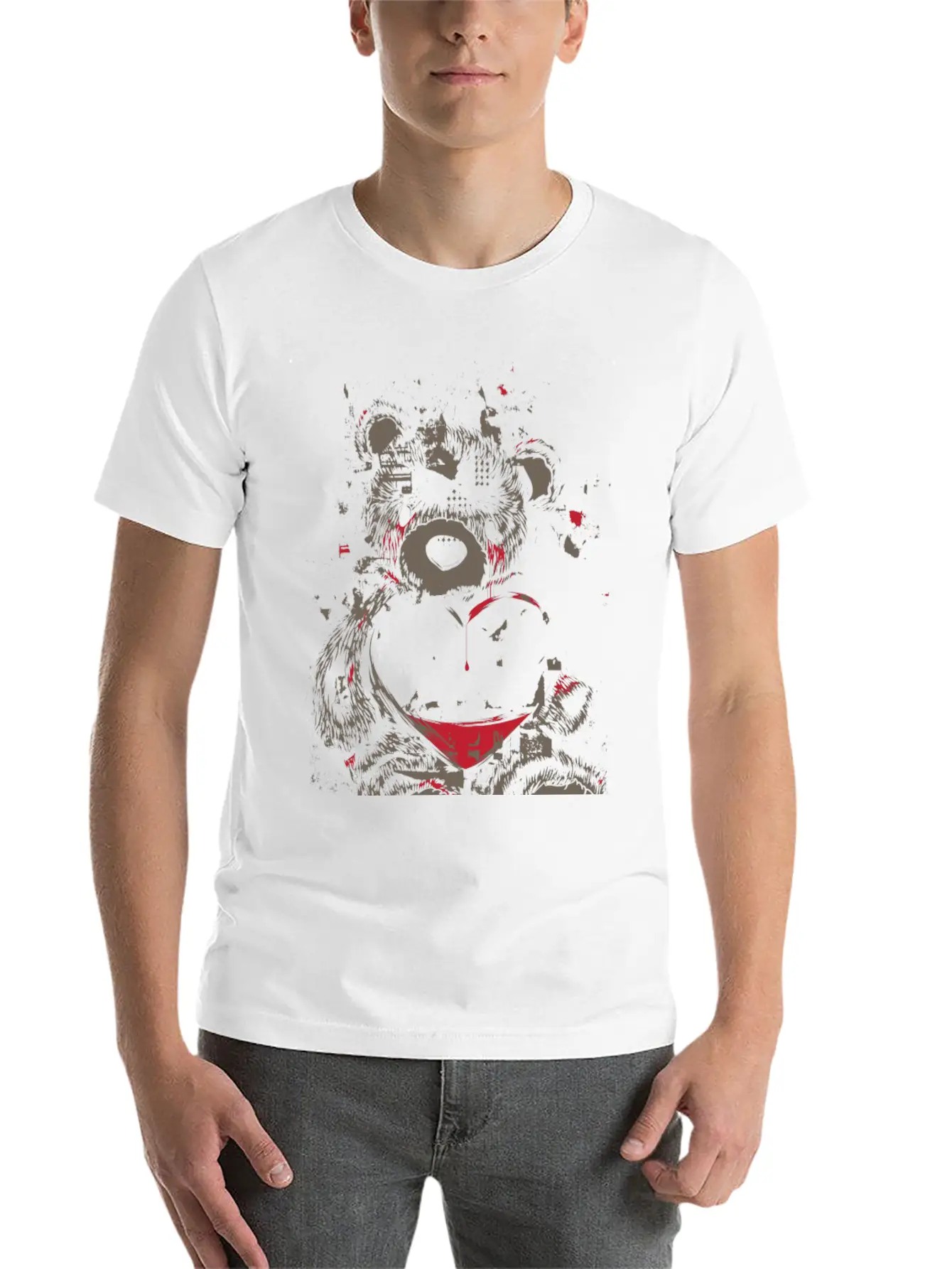 Sad Bear Comfortable Minimalist Graphic Tee – Summer Style Essential