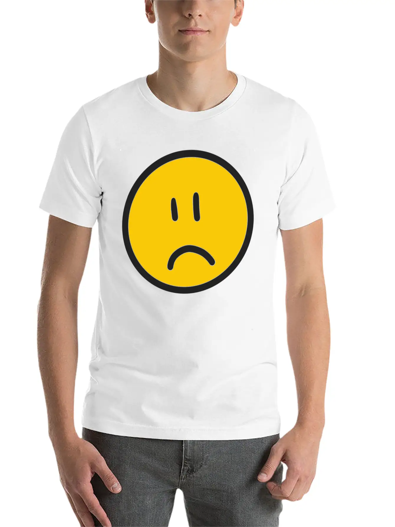 Sad Face Unisex Short Sleeve Soft Cotton T-Shirt – Casual Everyday Wear