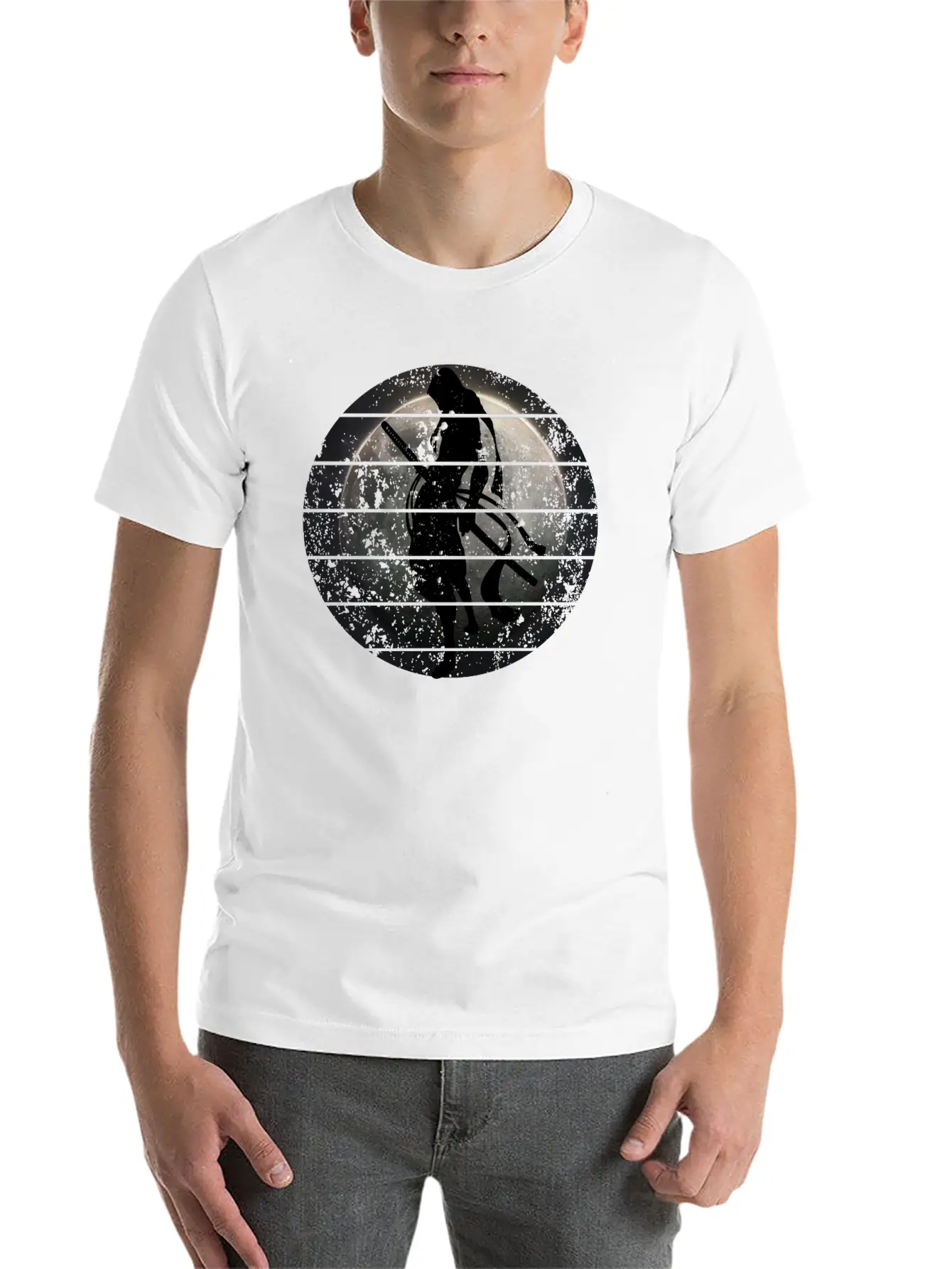 Samurai - Moon Stylish Everyday T-Shirt – Unisex Basic Cotton Tee