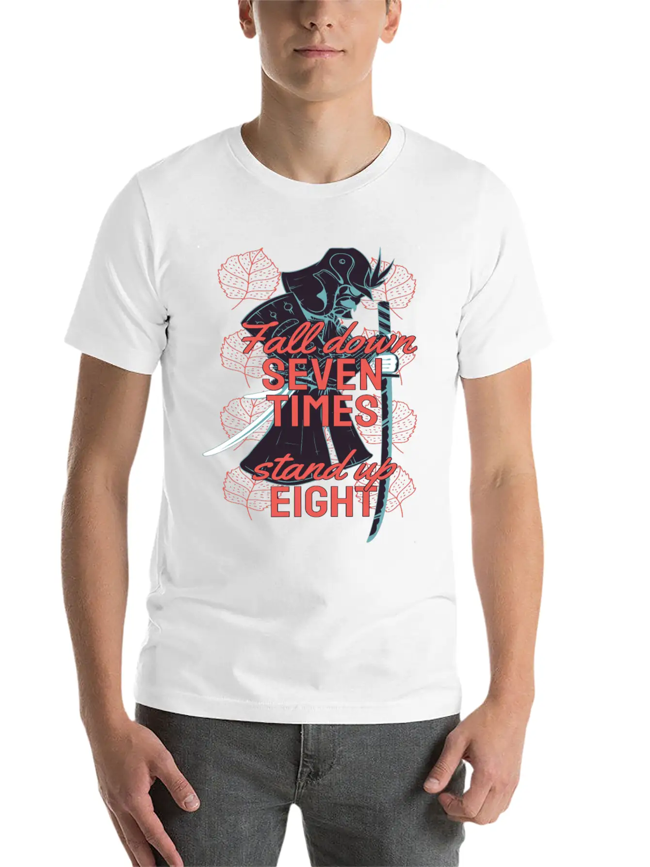 Samurai Wisdom Quote On Resilience - Never Give Up Stylish Everyday T-Shirt – Unisex Basic Cotton Tee
