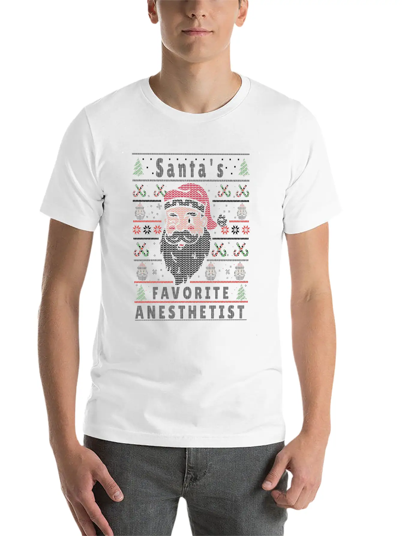 Santas XMAS Ugly Christmas Anesthetist Basic Graphic T-Shirt – Daily Comfort In Soft Cotton