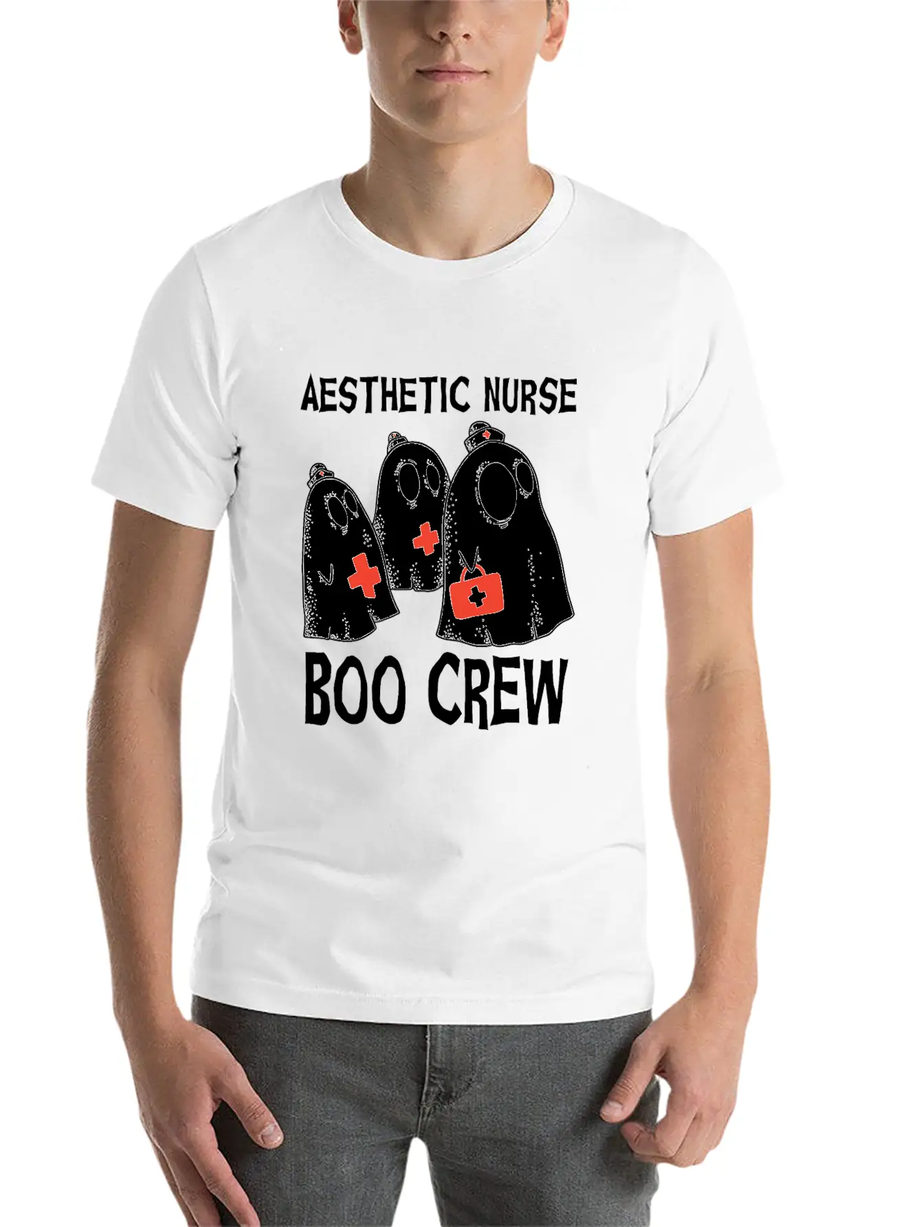 Scary Aesthetic Nurse Boo Crew Halloween Timeless Short Sleeve Tee – Comfy And Minimalist Design