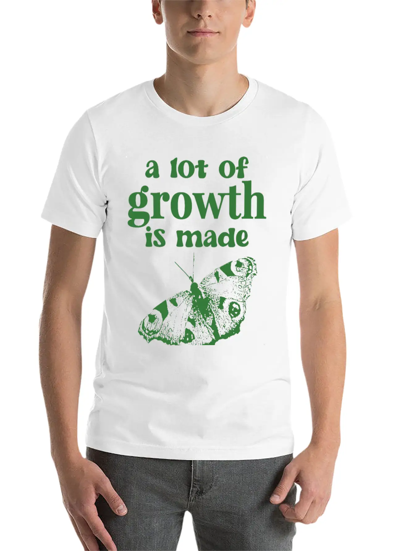 Self Growth | Butterfly Shirt Green Stylish Everyday T-Shirt – Unisex Basic Cotton Tee
