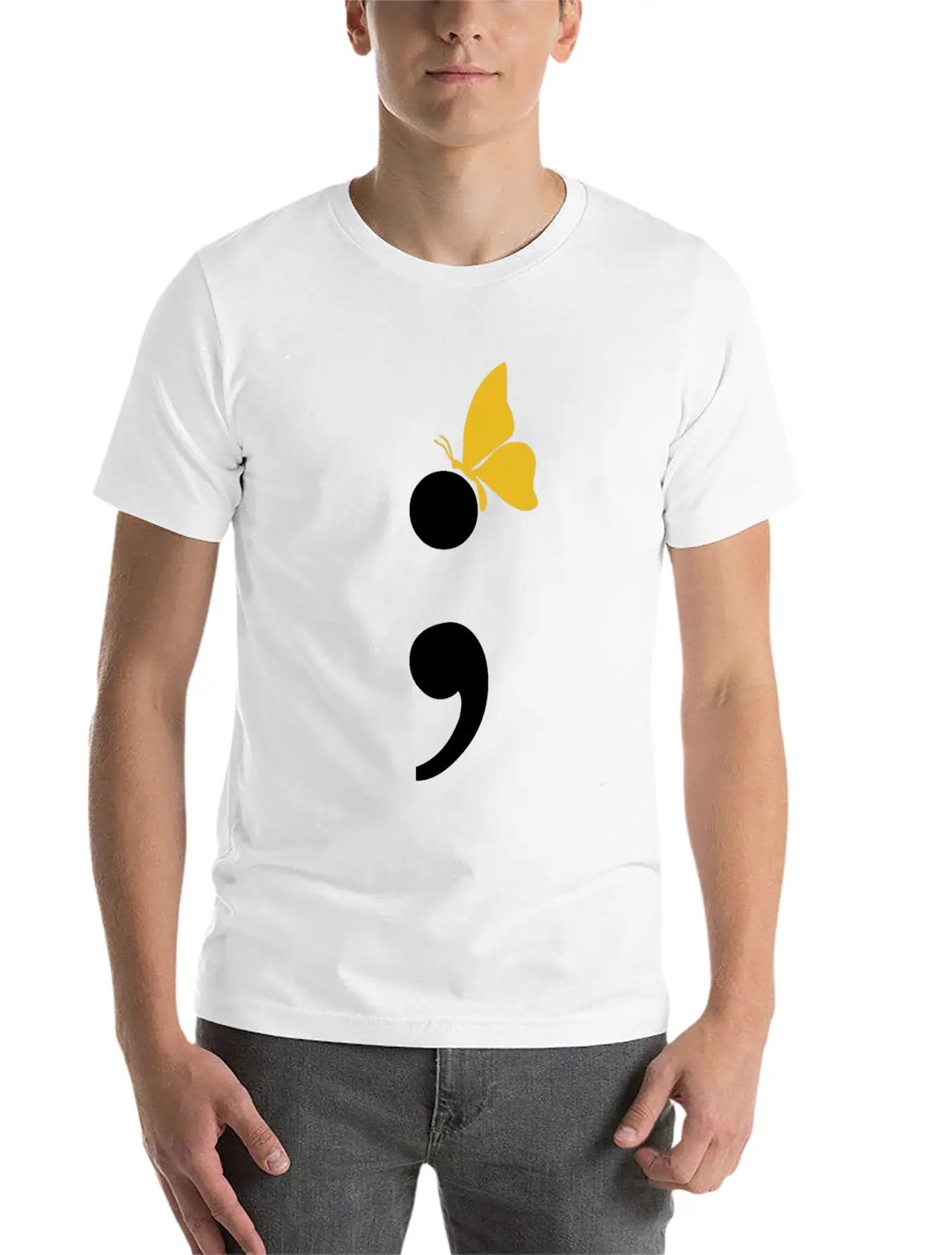 Semicolon Butterfly Depression Awareness Comfortable Minimalist Graphic Tee – Summer Style Essential