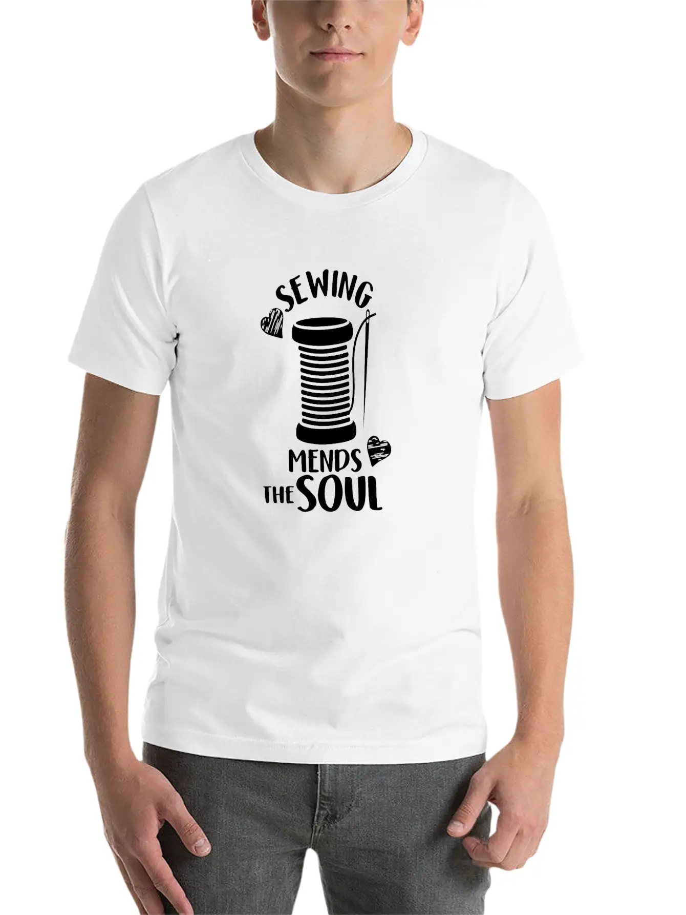 SEWING MENDS THE SOUL Stylish Everyday T-Shirt – Unisex Basic Cotton Tee
