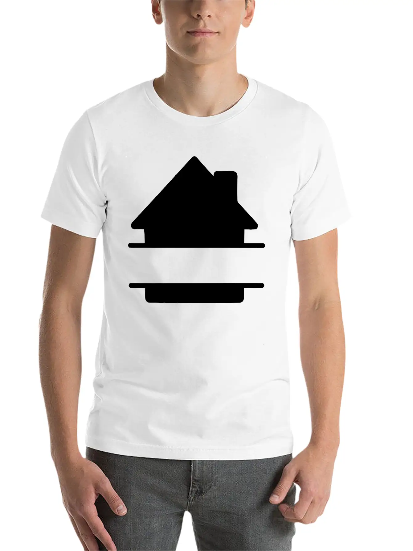 Simple House Shadow Image With Text Space Stylish Everyday T-Shirt – Unisex Basic Cotton Tee