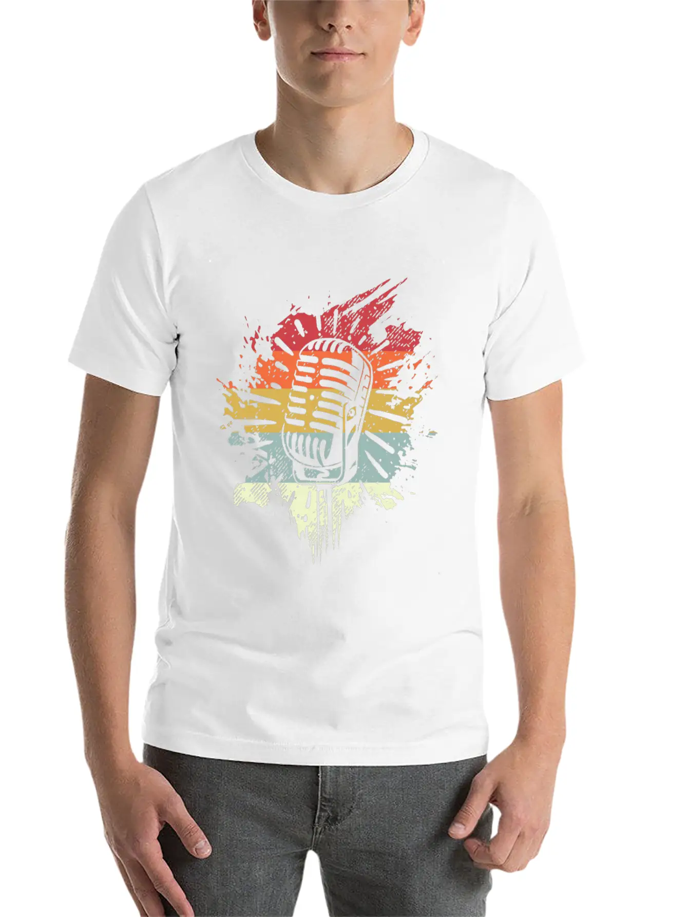 Singer Vocalist Musician Microphonene Retro Mic Relaxed Everyday Tee – Lightweight And Durable Cotton