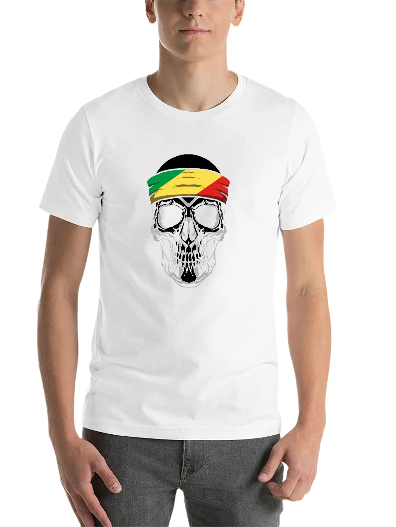 Skull Nationality Country Flag Stylish Everyday T-Shirt – Unisex Basic Cotton Tee