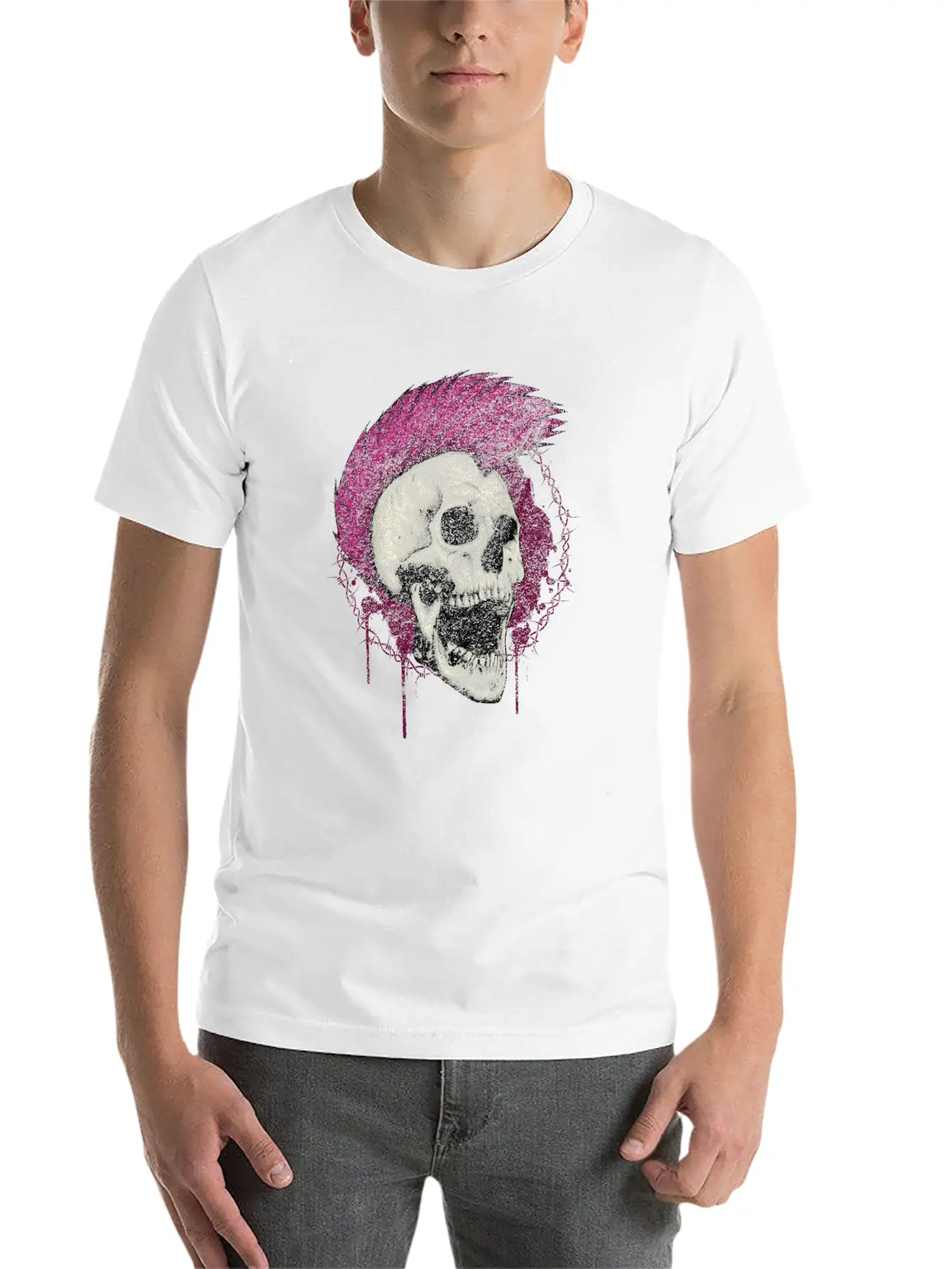 Skull Punk Rock Unisex Short Sleeve Soft Cotton T-Shirt – Casual Everyday Wear