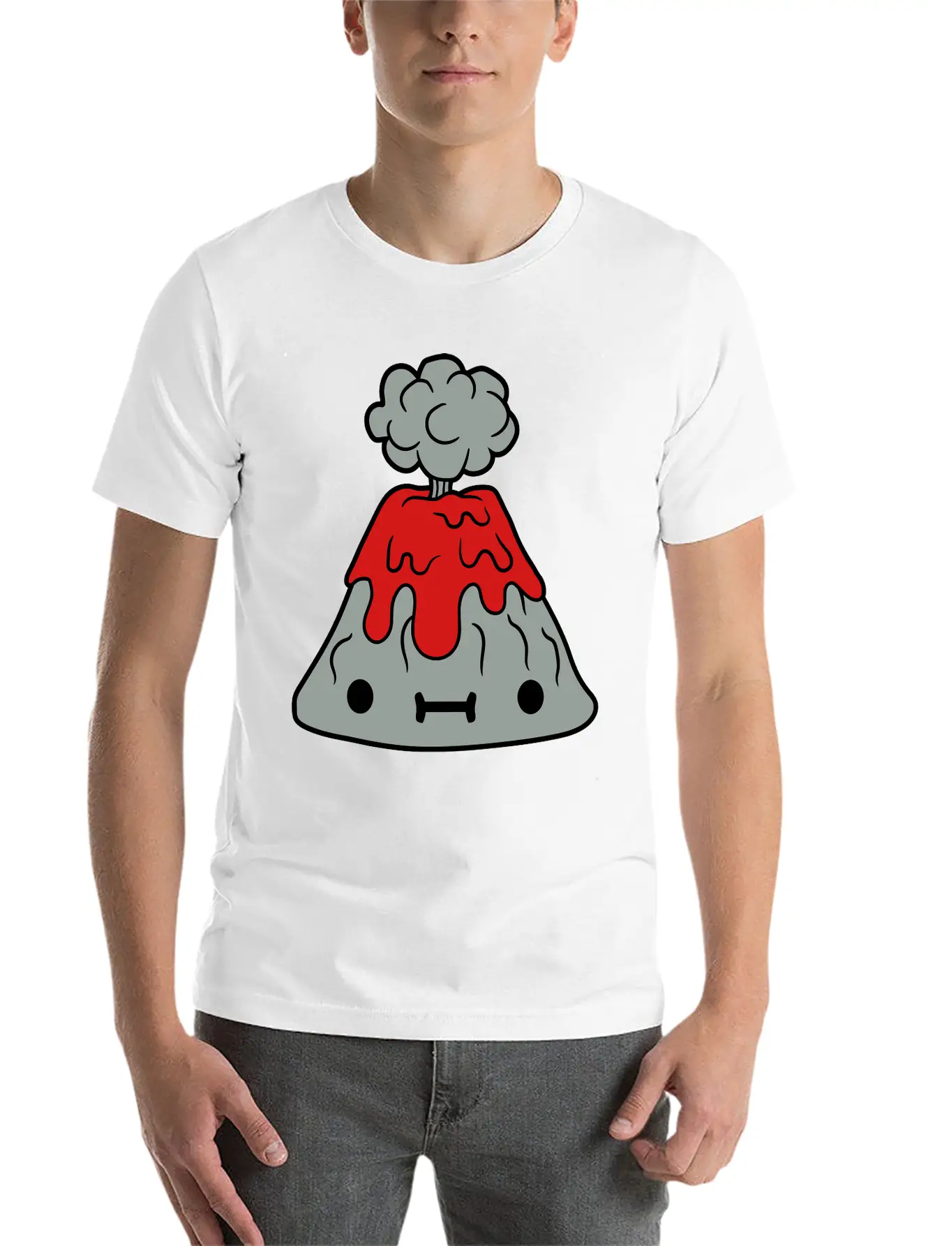 Small Sweet Volcano With Face Comfortable Minimalist Graphic Tee – Summer Style Essential