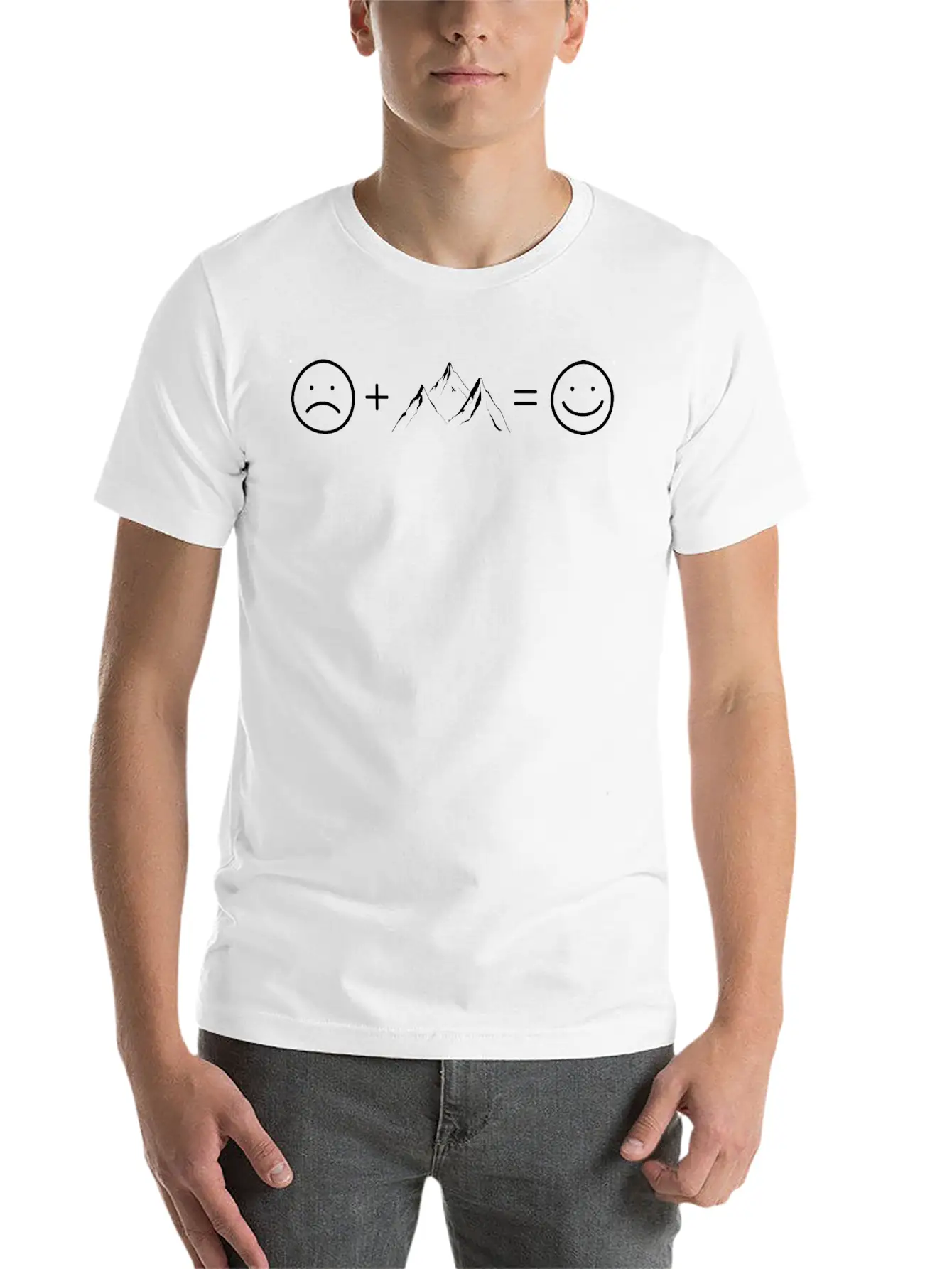 Smile Face And Mountain - (B) Stylish Everyday T-Shirt – Unisex Basic Cotton Tee
