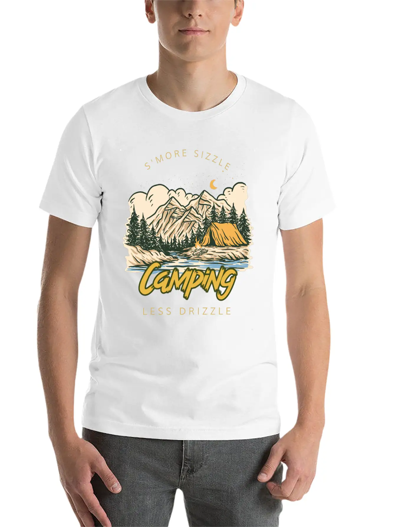 S'more Sizzle Less Drizzle Camping Women Stylish Everyday T-Shirt – Unisex Basic Cotton Tee