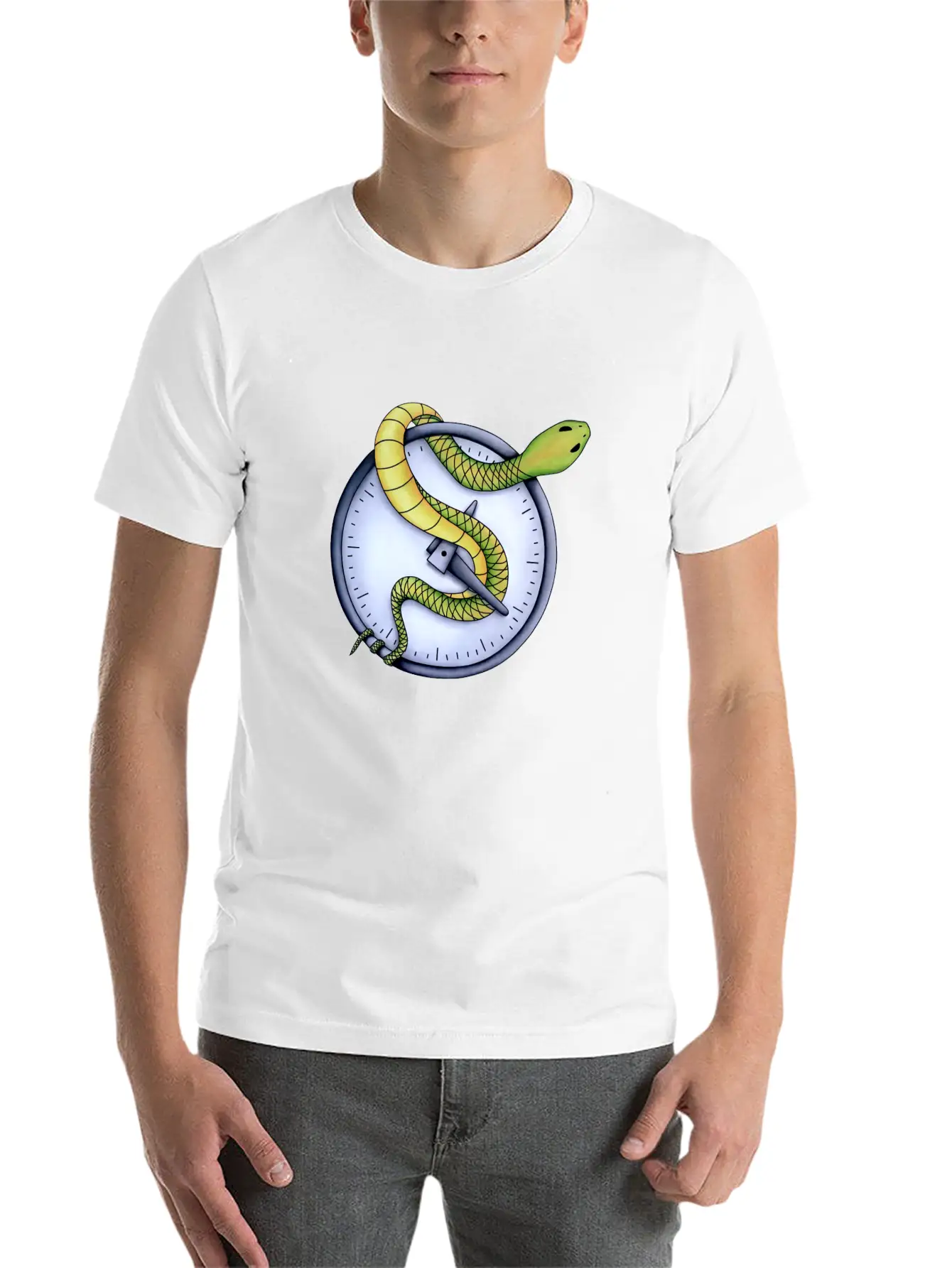 Snake In Time Stylish Everyday T-Shirt – Unisex Basic Cotton Tee