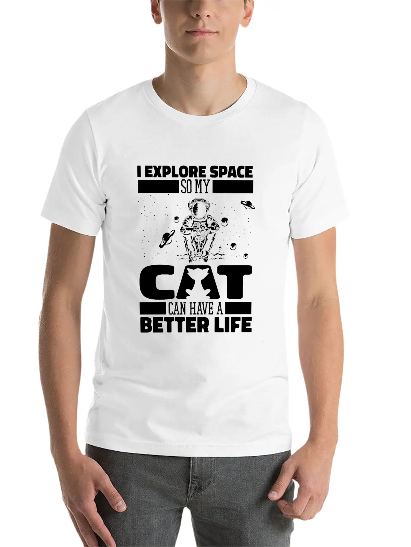 Space Cat Space Colonization Basic Graphic T-Shirt – Daily Comfort In Soft Cotton