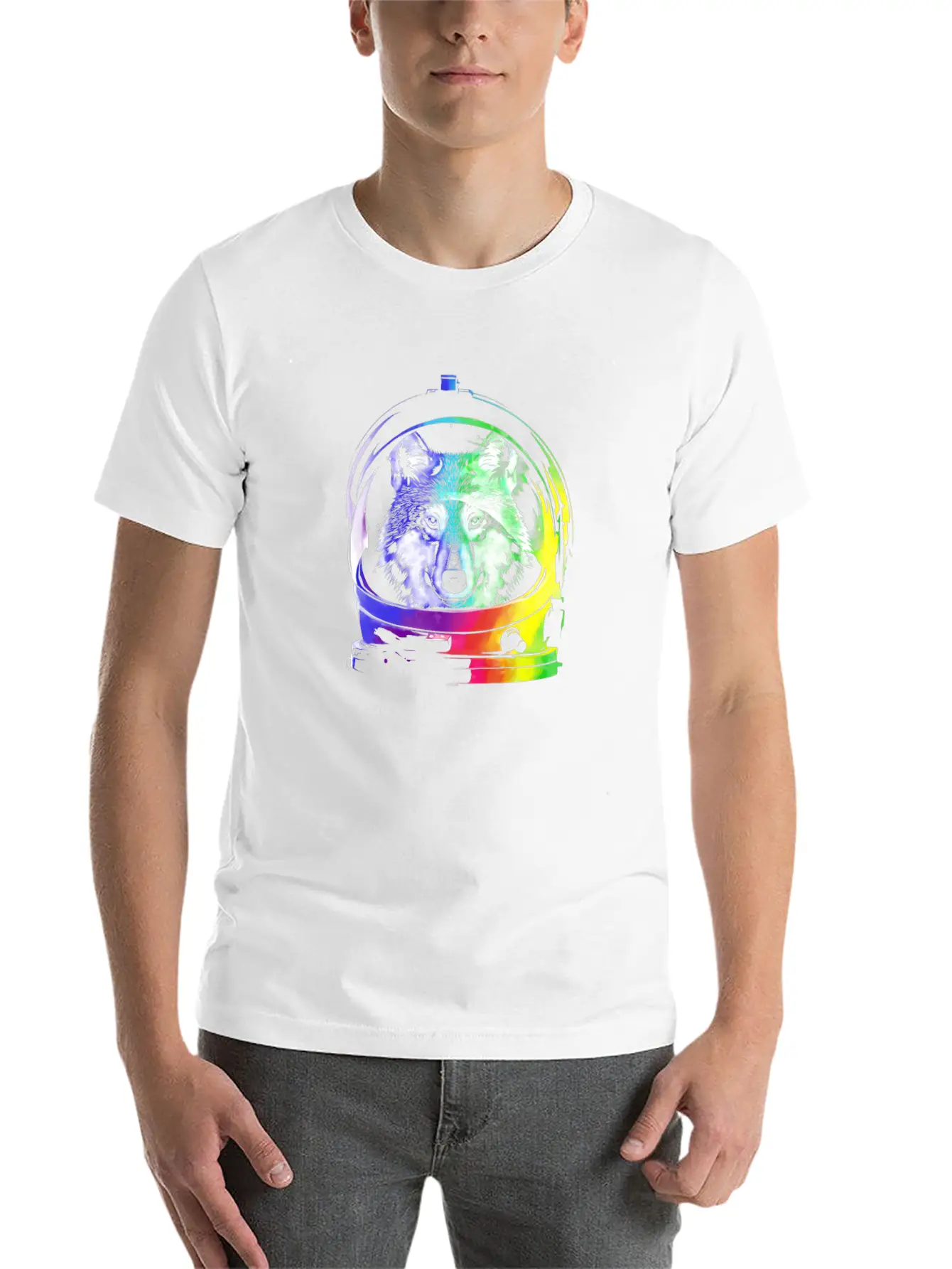 Space Wolf Art Shirt Animal Gift Idea Comfortable Minimalist Graphic Tee – Summer Style Essential