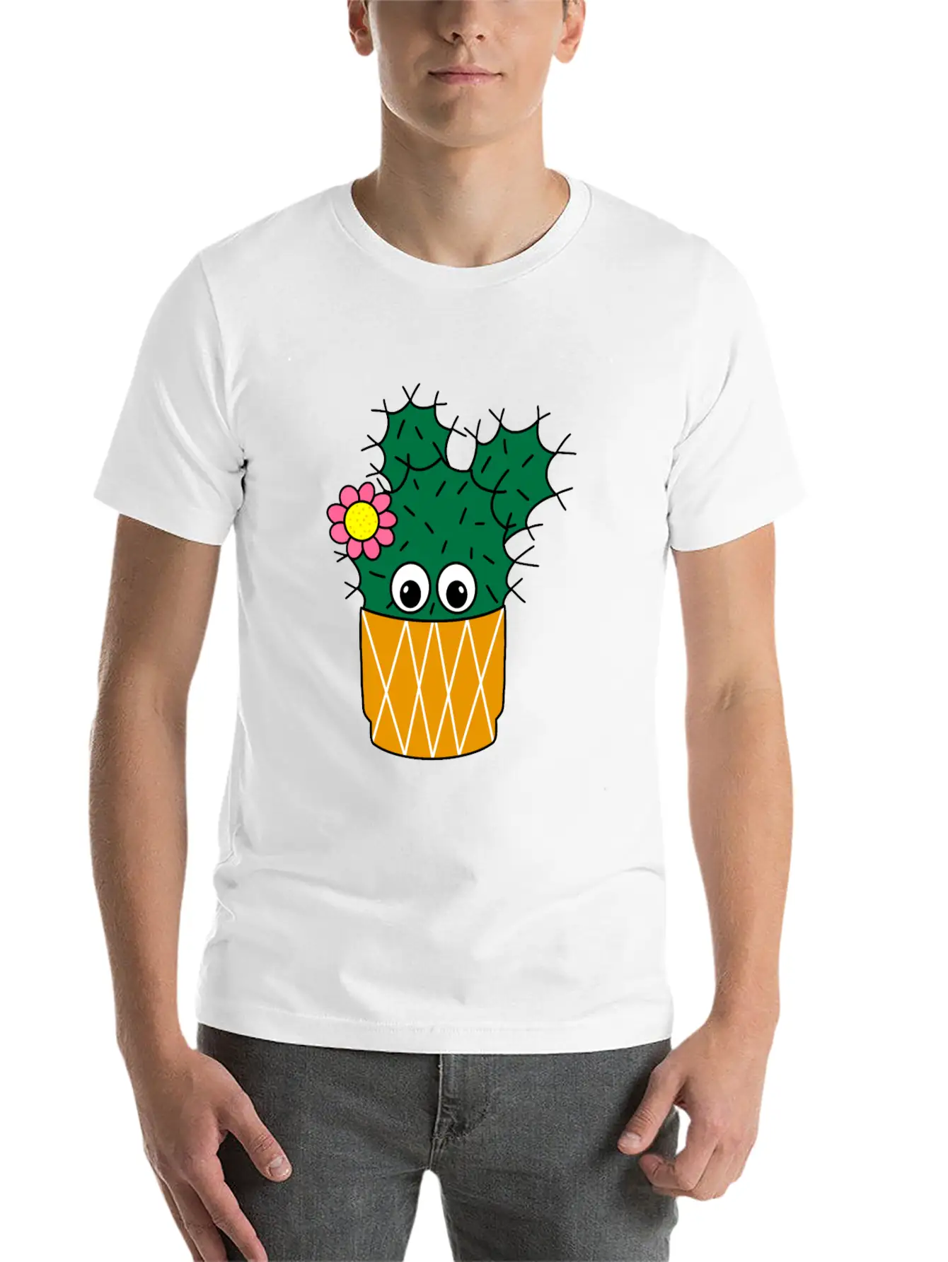 Spiky Cactus With Cute Flower Essential Unisex Summer Tee – Soft Cotton Casual Fit