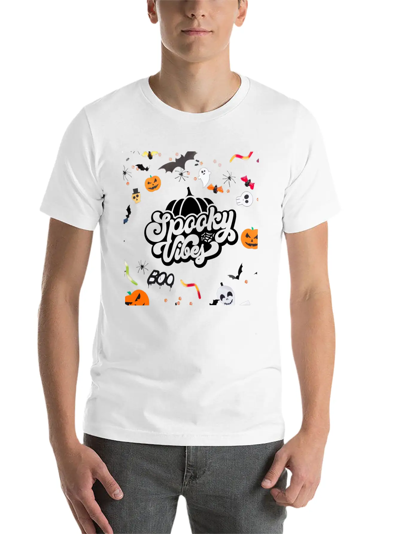 Spooky Vibes Halloween Time Essential Unisex Summer Tee – Soft Cotton Casual Fit