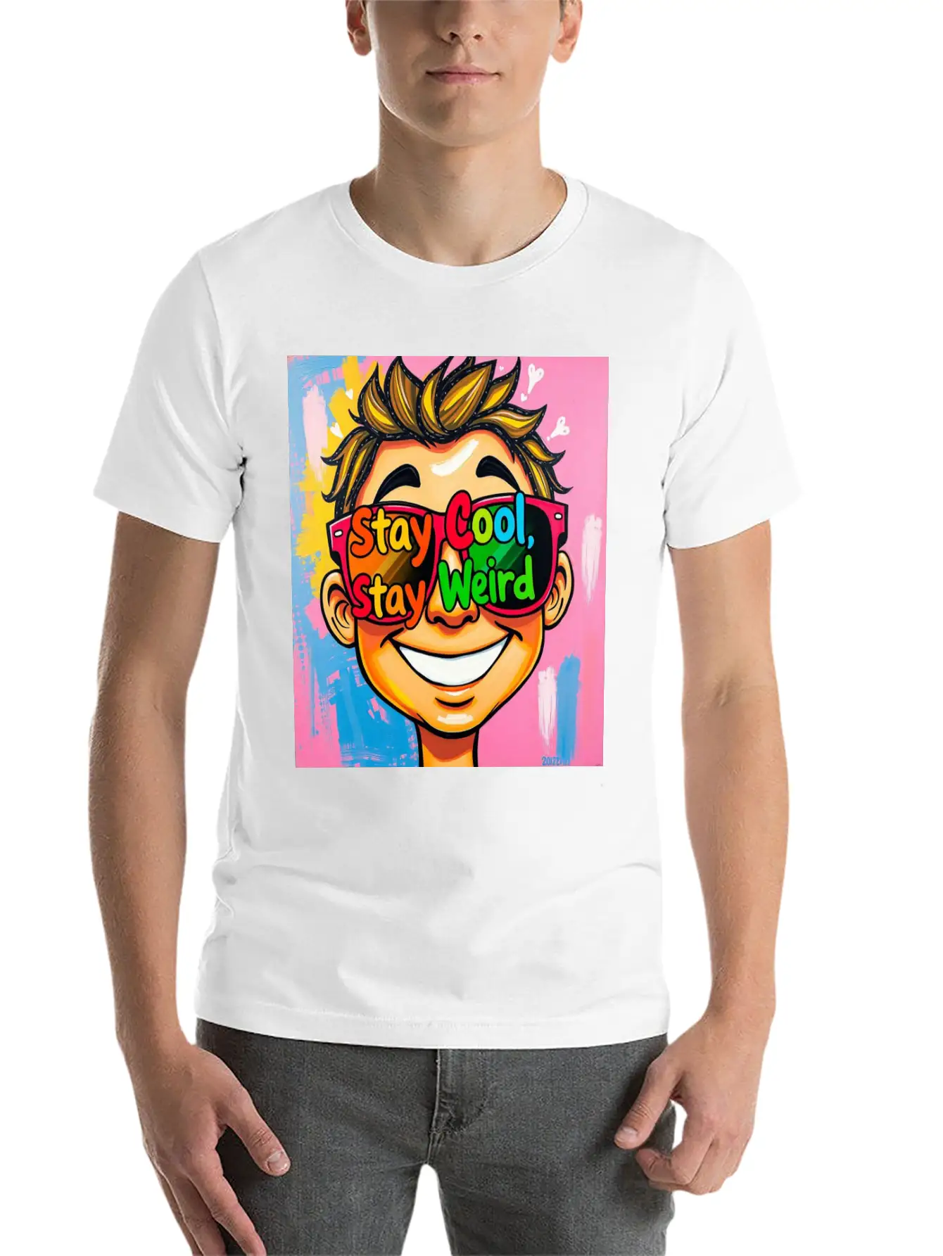 "Stay Cool, Stay Weird" Comfortable Minimalist Graphic Tee – Summer Style Essential