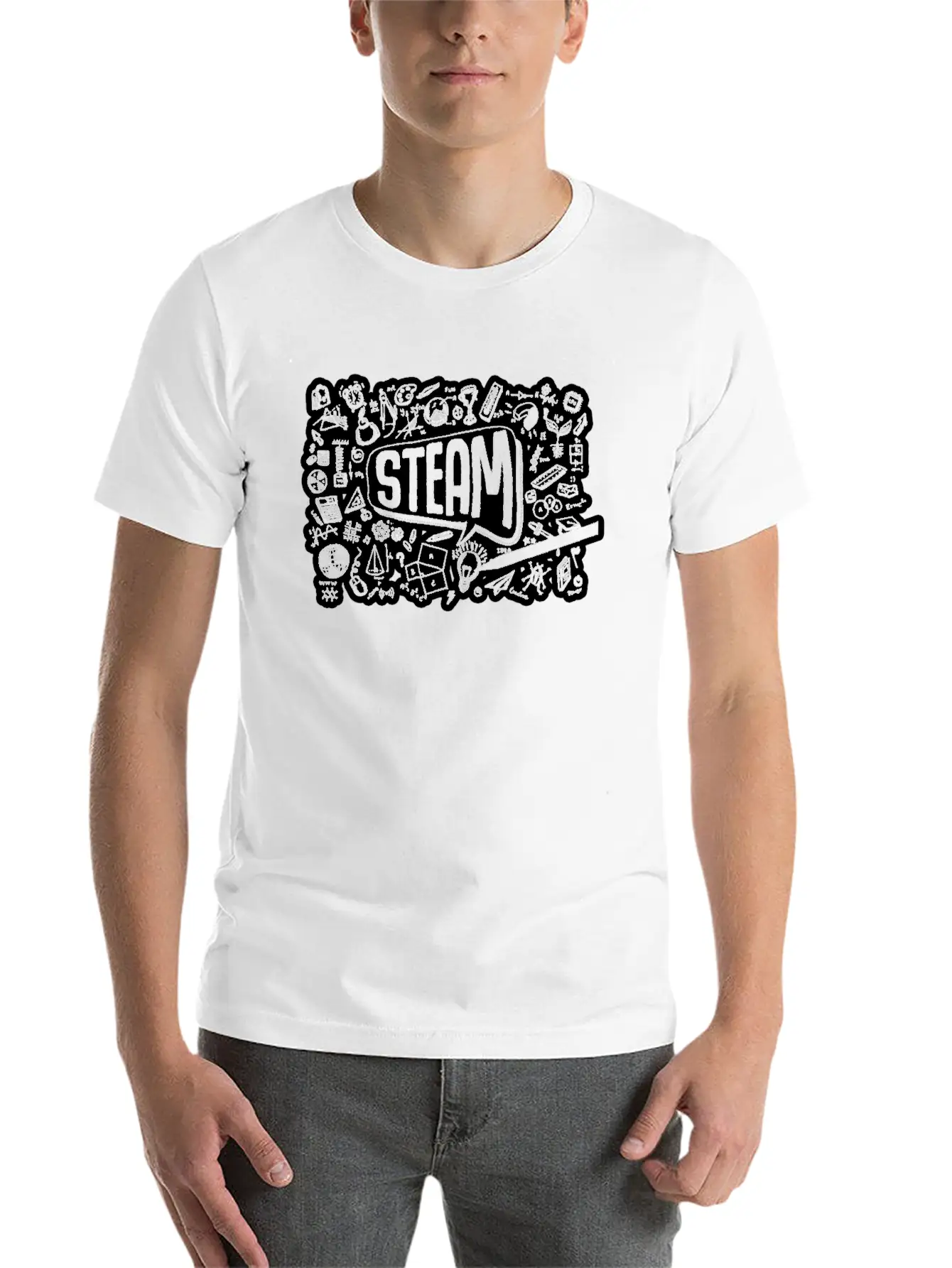 STEAM Thought Cloud Science Engineering Art STEM Timeless Short Sleeve Tee – Comfy And Minimalist Design