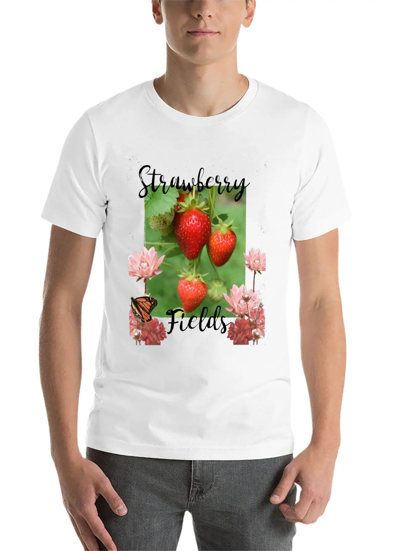 Strawberry Fields Unisex Short Sleeve Soft Cotton T-Shirt – Casual Everyday Wear