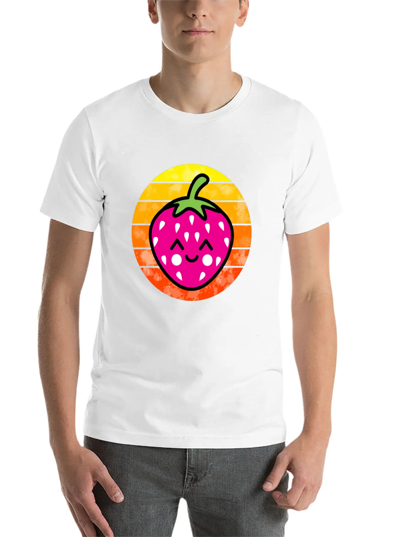 Strawberry Sunset Unisex Short Sleeve Soft Cotton T-Shirt – Casual Everyday Wear