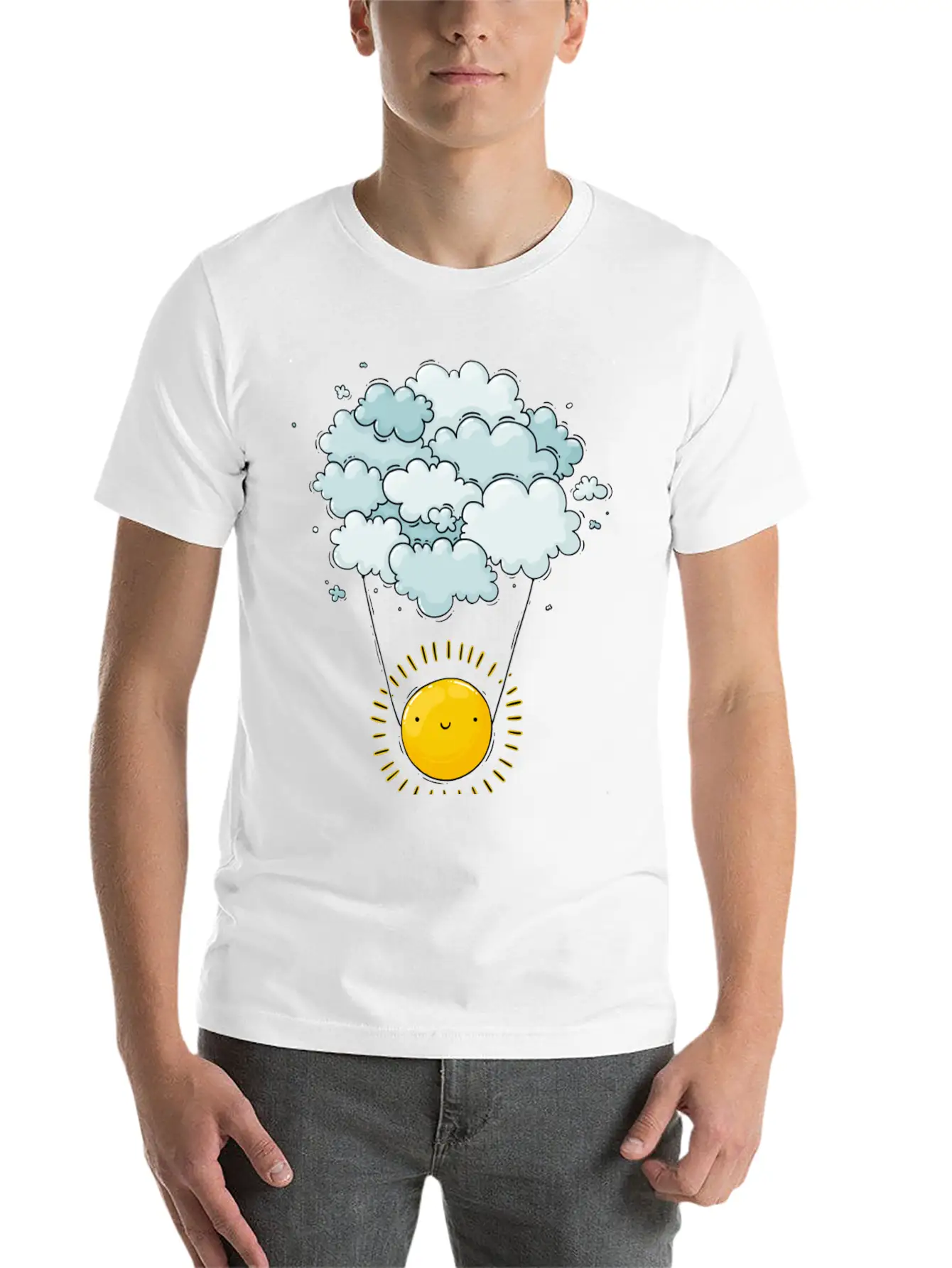 Sun On Clouds Comfortable Minimalist Graphic Tee – Summer Style Essential