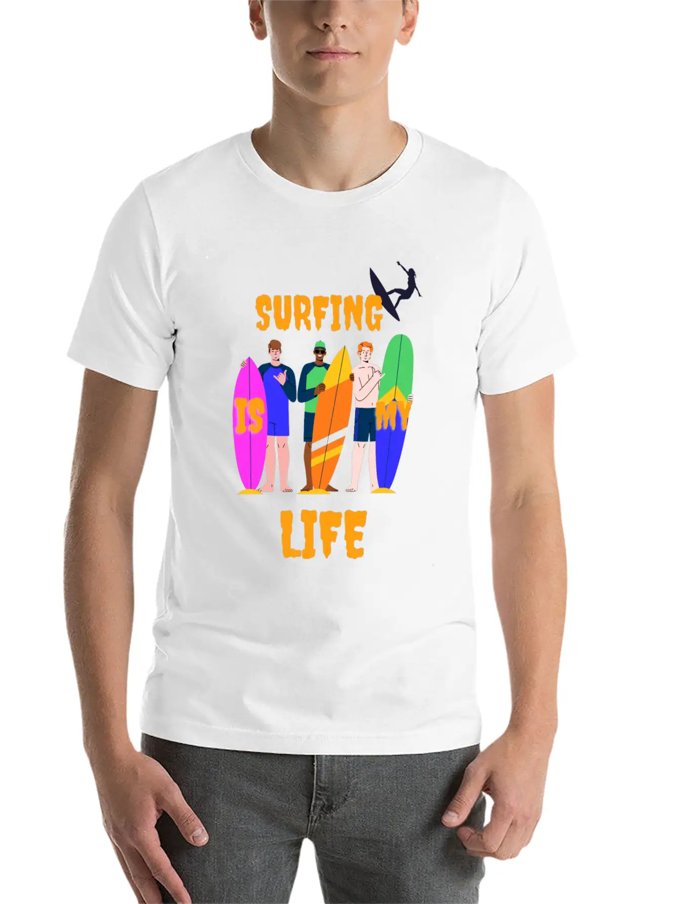 Surfing Is My Life Comfortable Minimalist Graphic Tee – Summer Style Essential