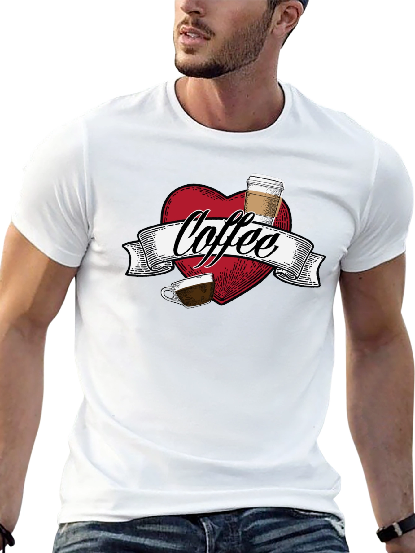 Coffee Lovers Graphic Tee - Heart Design