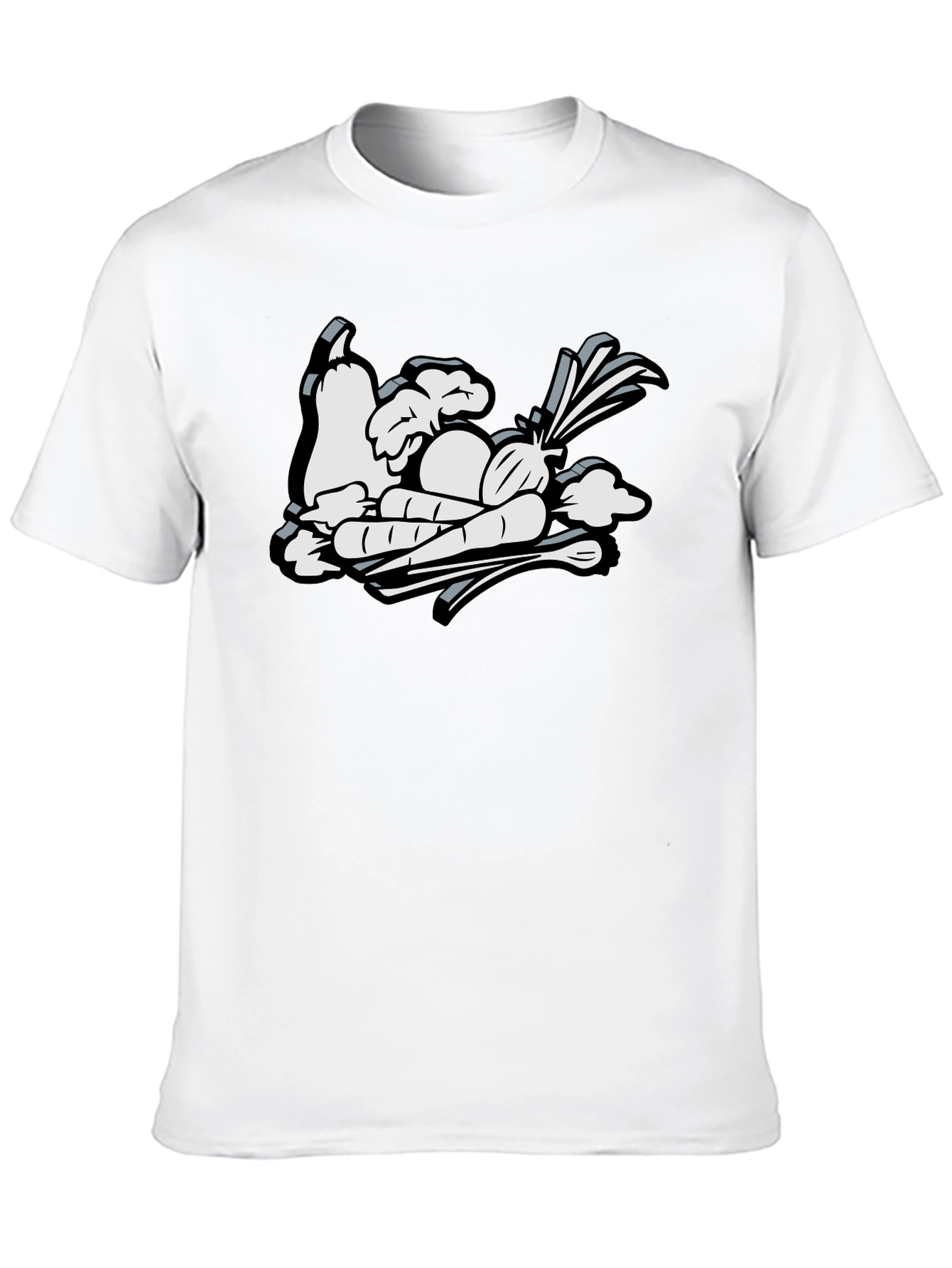 Cartoon Vegetable Graphic Black Tee