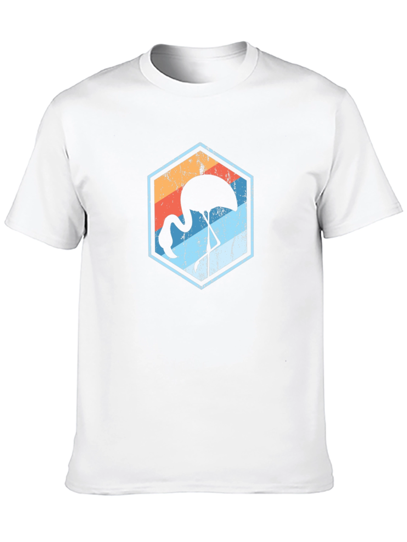 Retro Flamingo Graphic Tee - Black Cotton Blend T-Shirt