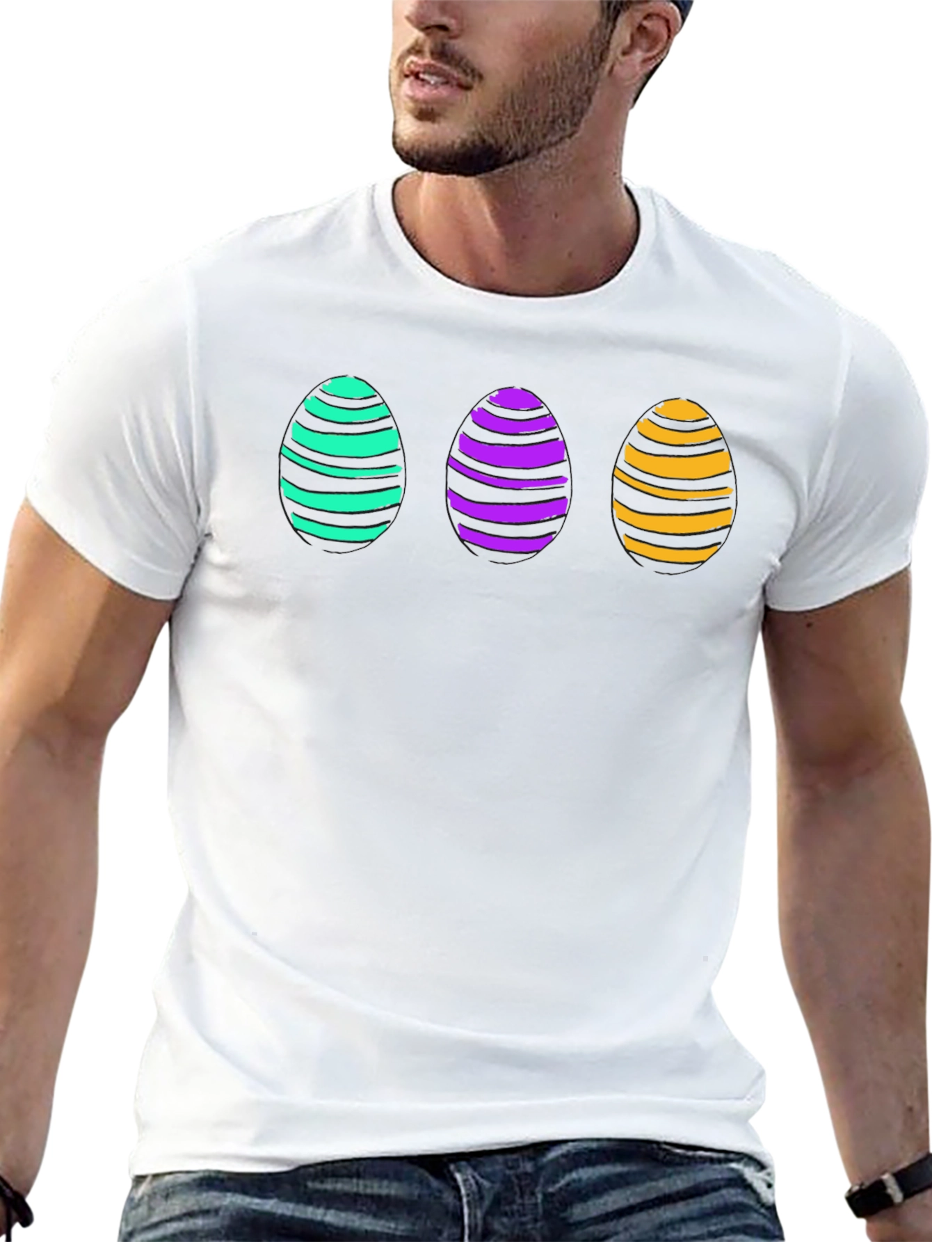 Easter Egg T-Shirt - Striped Egg Design Tee