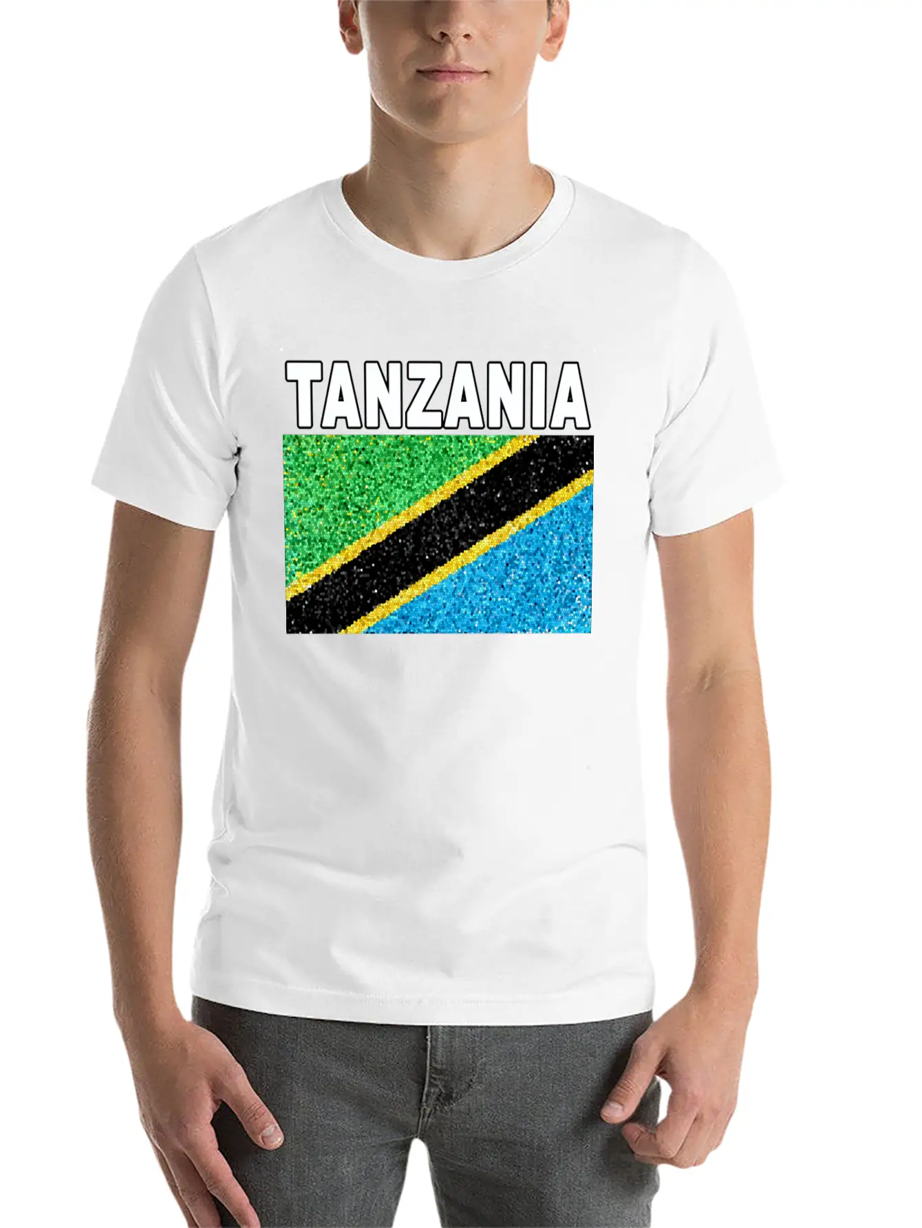 Tanzania Flag Stained Glass Artistic Design Stylish Everyday T-Shirt – Unisex Basic Cotton Tee