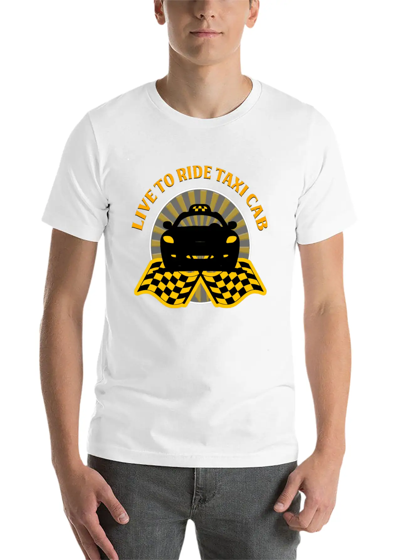 Taxi Driver - Live To Ride Taxi Cab Unisex Short Sleeve Soft Cotton T-Shirt – Casual Everyday Wear