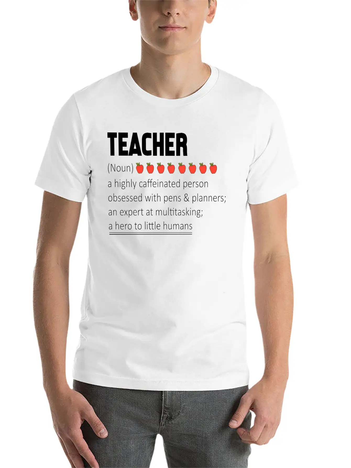 Teacher A Highly Caffeinated Person Obsessed Stylish Everyday T-Shirt – Unisex Basic Cotton Tee