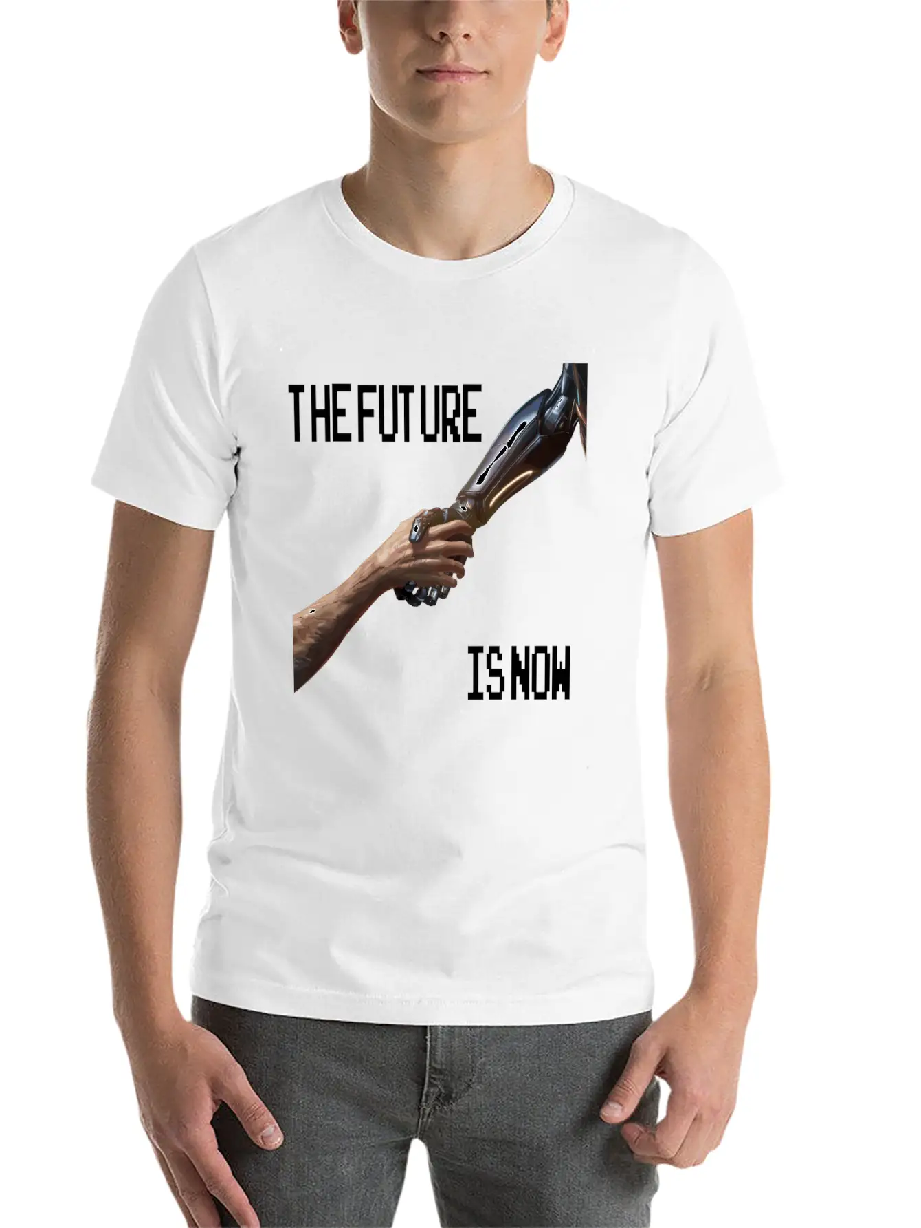 The Future Is Now Robot Robotic Science AI Stylish Everyday T-Shirt – Unisex Basic Cotton Tee