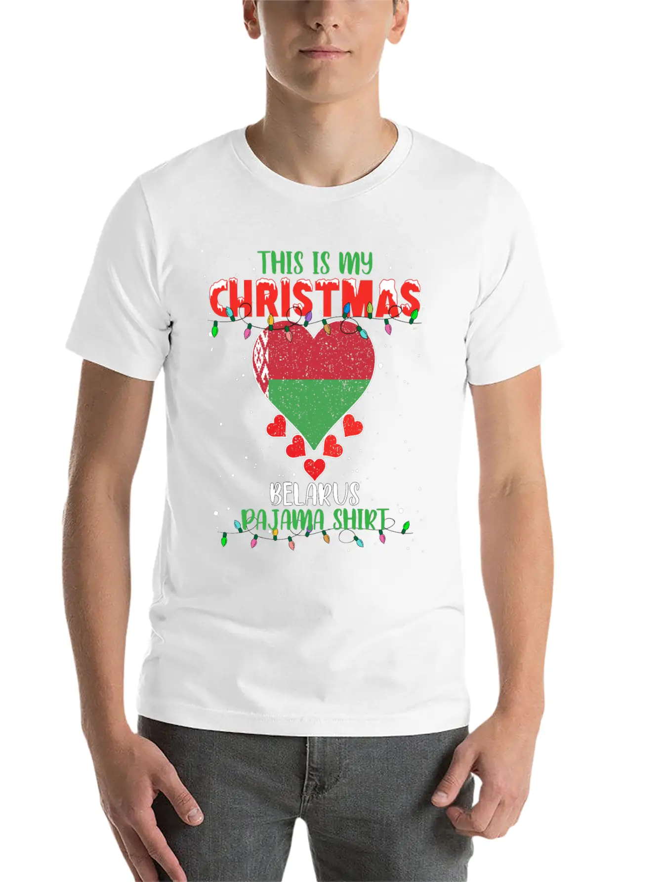 This Is My Christmas Belarus Flag Pajama Stylish Everyday T-Shirt – Unisex Basic Cotton Tee