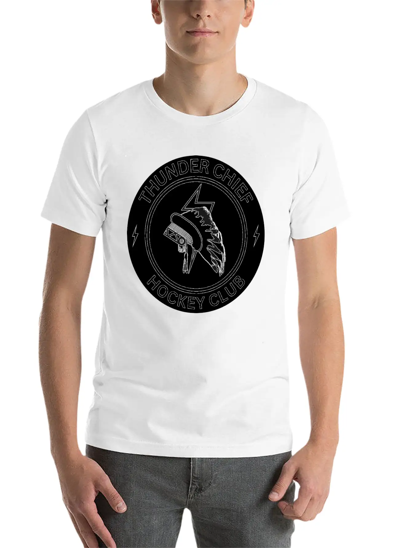 THUNDER CHIEF Hockey Unisex Short Sleeve Soft Cotton T-Shirt – Casual Everyday Wear