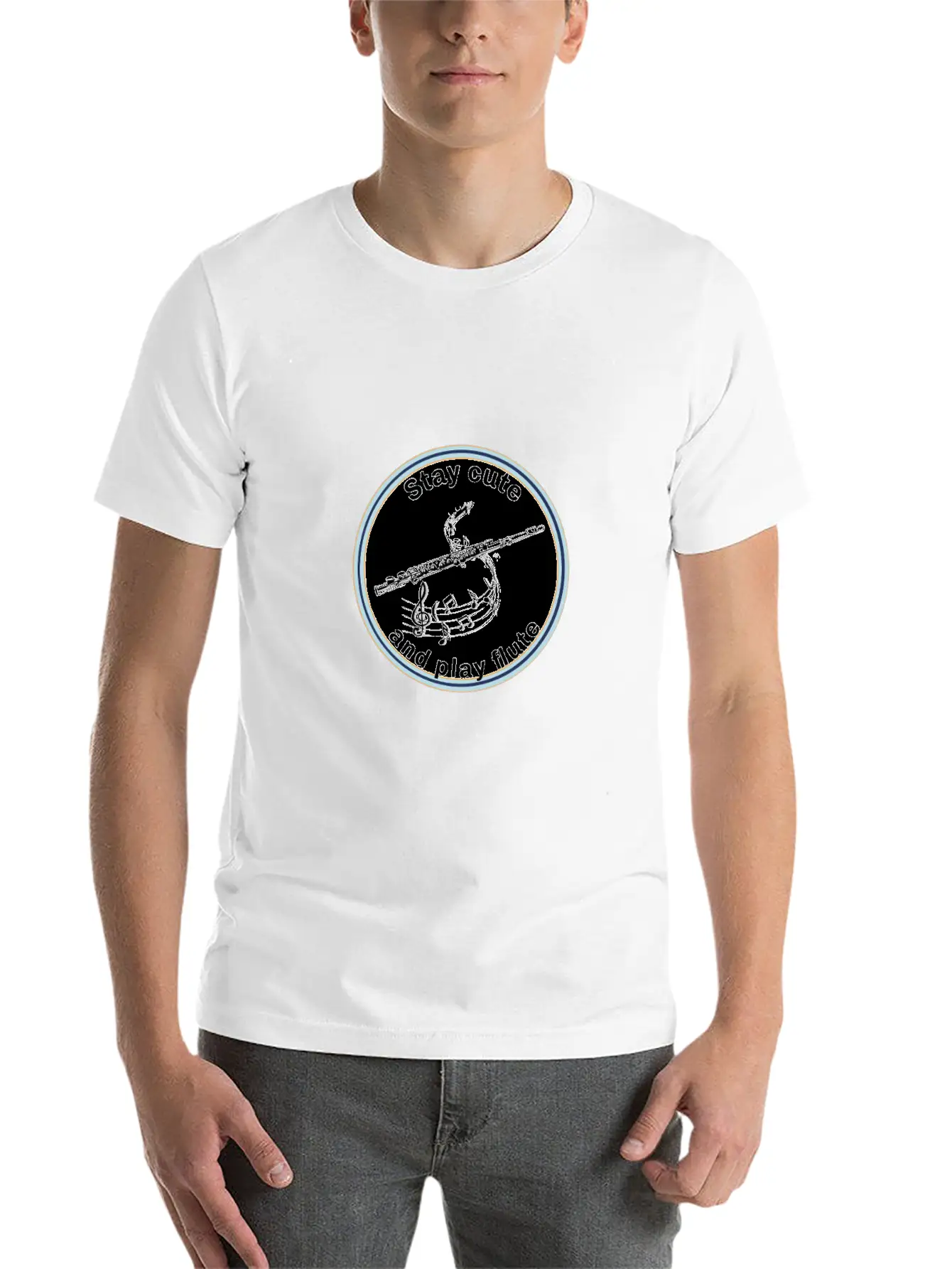 Transverse Flute - Stay Cute And Play The Flute Unisex Short Sleeve Soft Cotton T-Shirt – Casual Everyday Wear