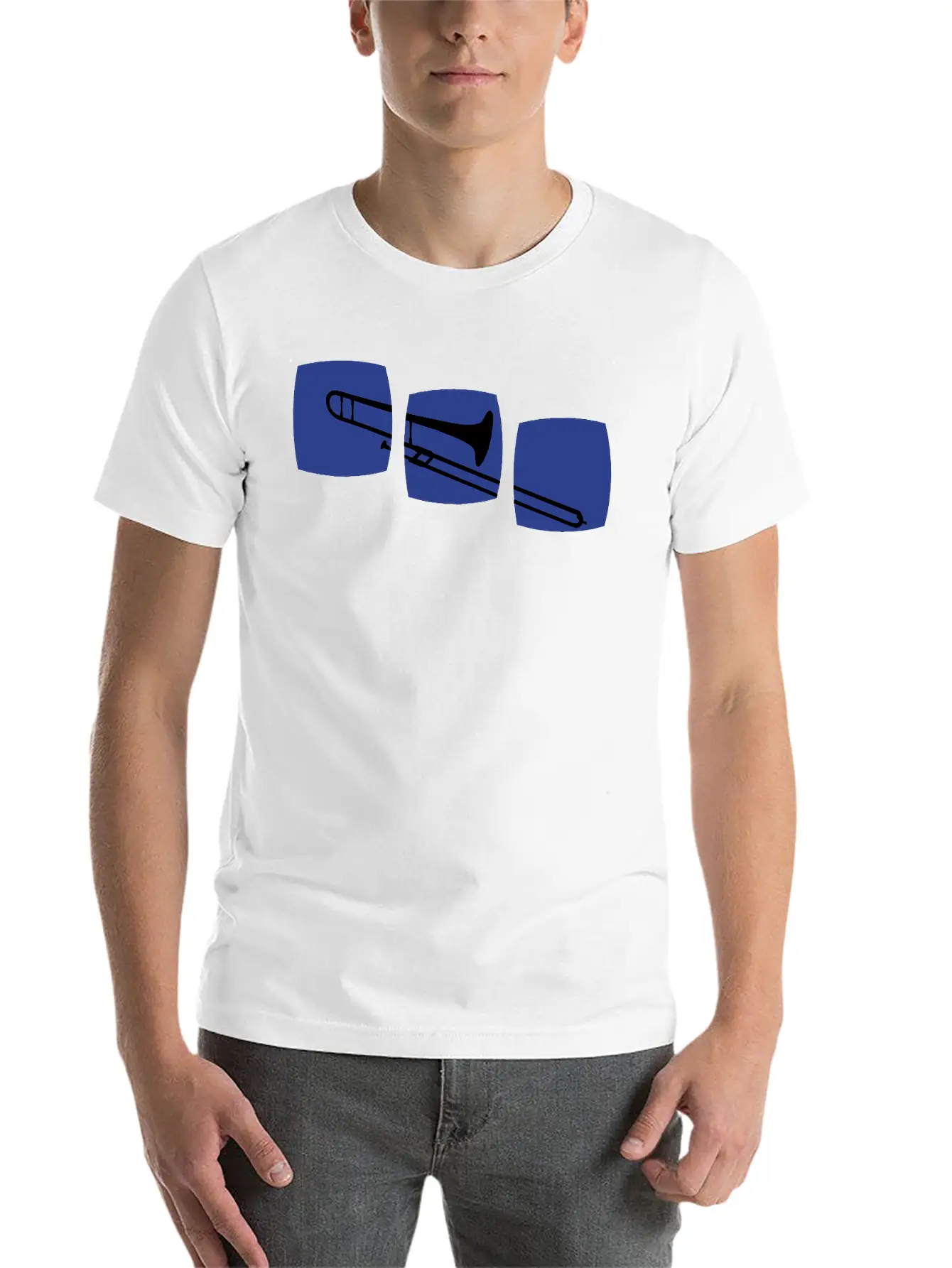 Trombone Trombone Motif Band Musicians, Jazz / Ska Essential Unisex Summer Tee – Soft Cotton Casual Fit
