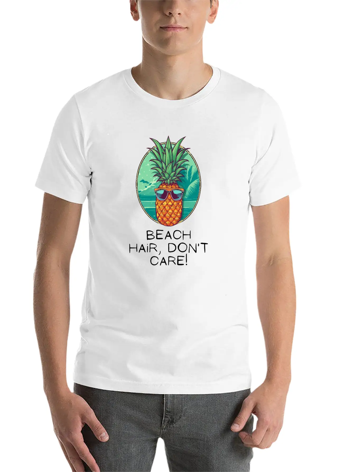 TropicPineapple Beachwear - Beach Hair, Don't Care Unisex Casual T-Shirt – Clean Design For Daily Comfort