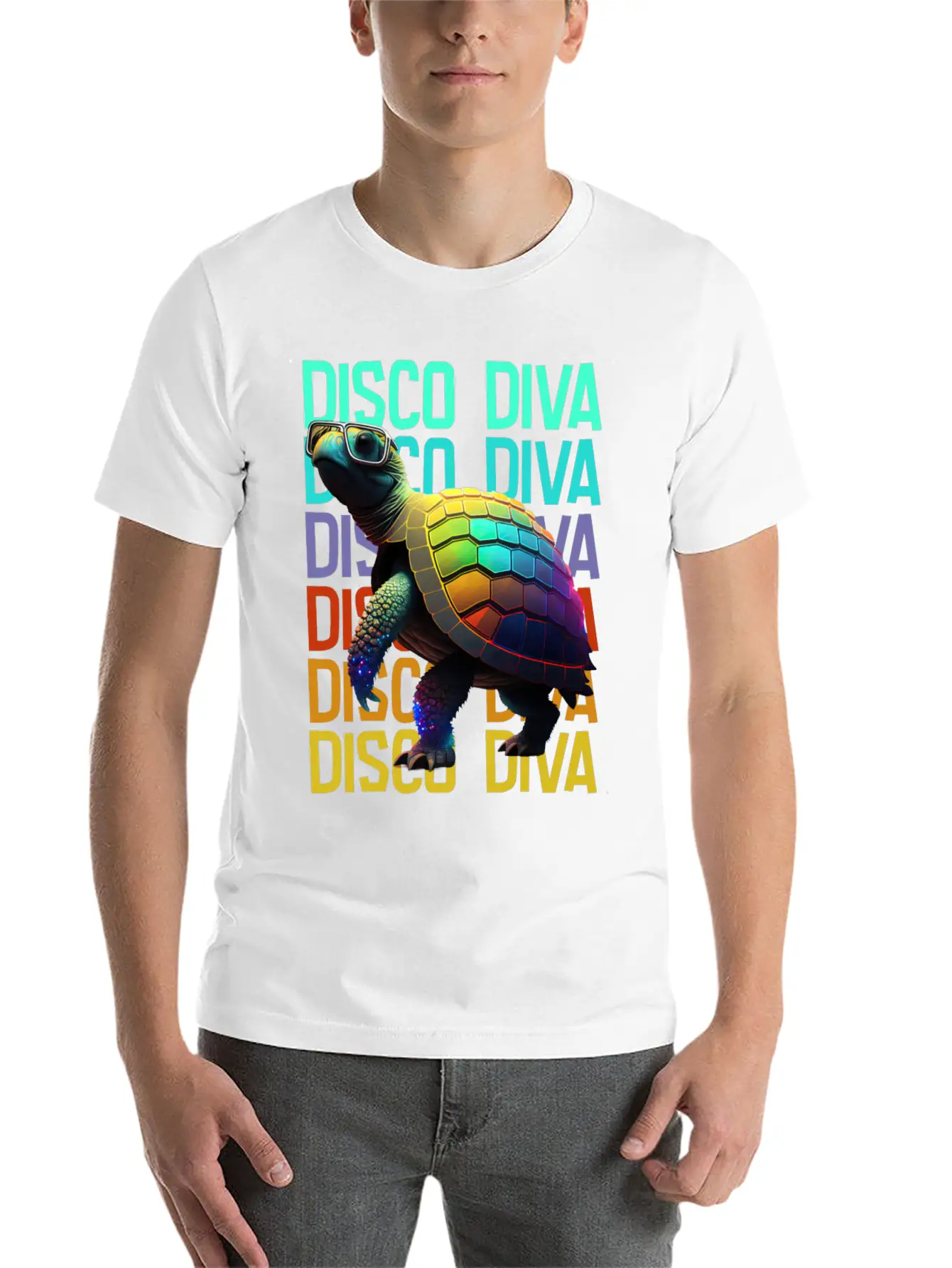 Turtle Disco Diva Unisex Short Sleeve Soft Cotton T-Shirt – Casual Everyday Wear