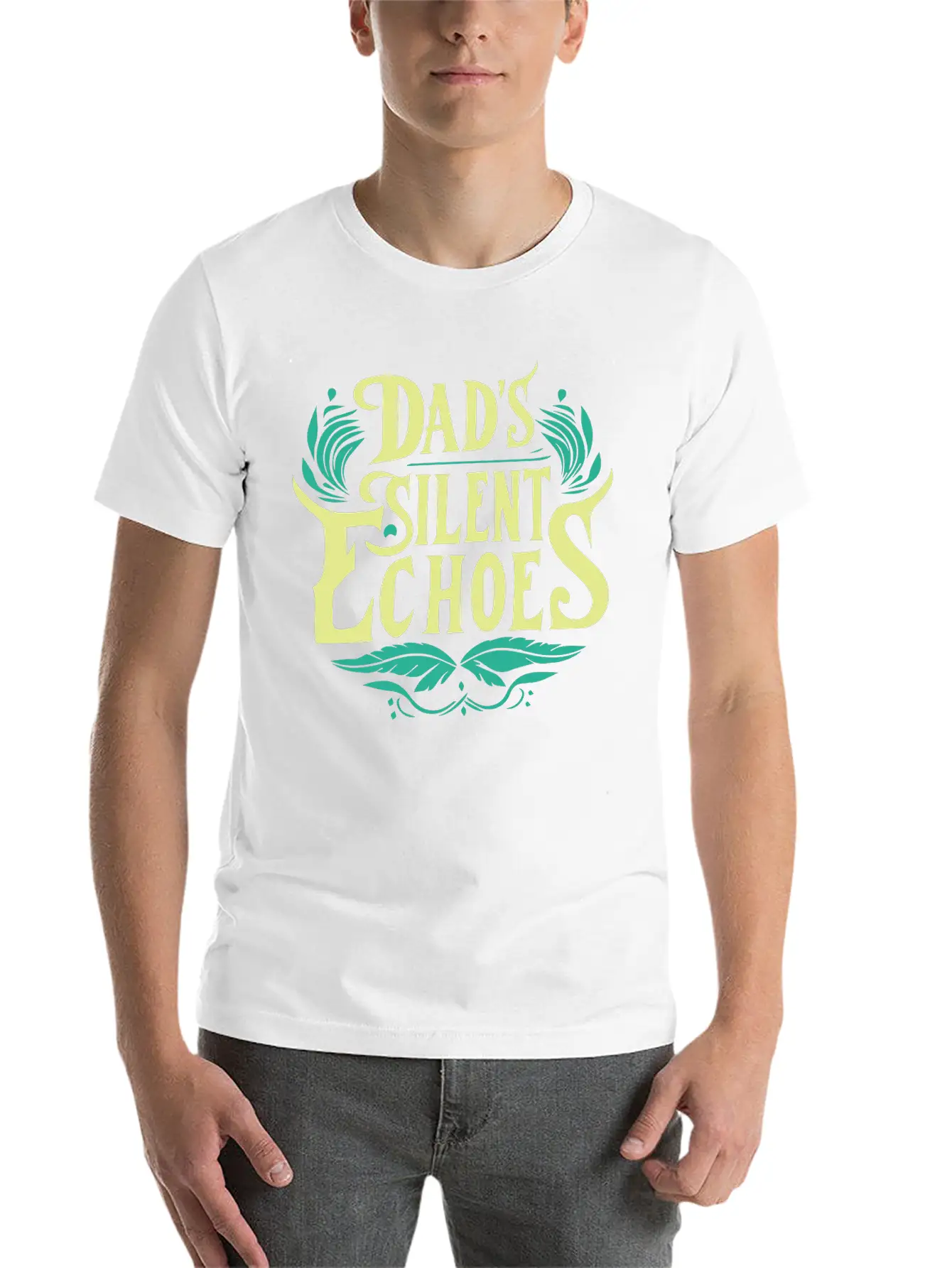 Typography T-shirt Design, Dad's Silent Echoes Essential Unisex Summer Tee – Soft Cotton Casual Fit