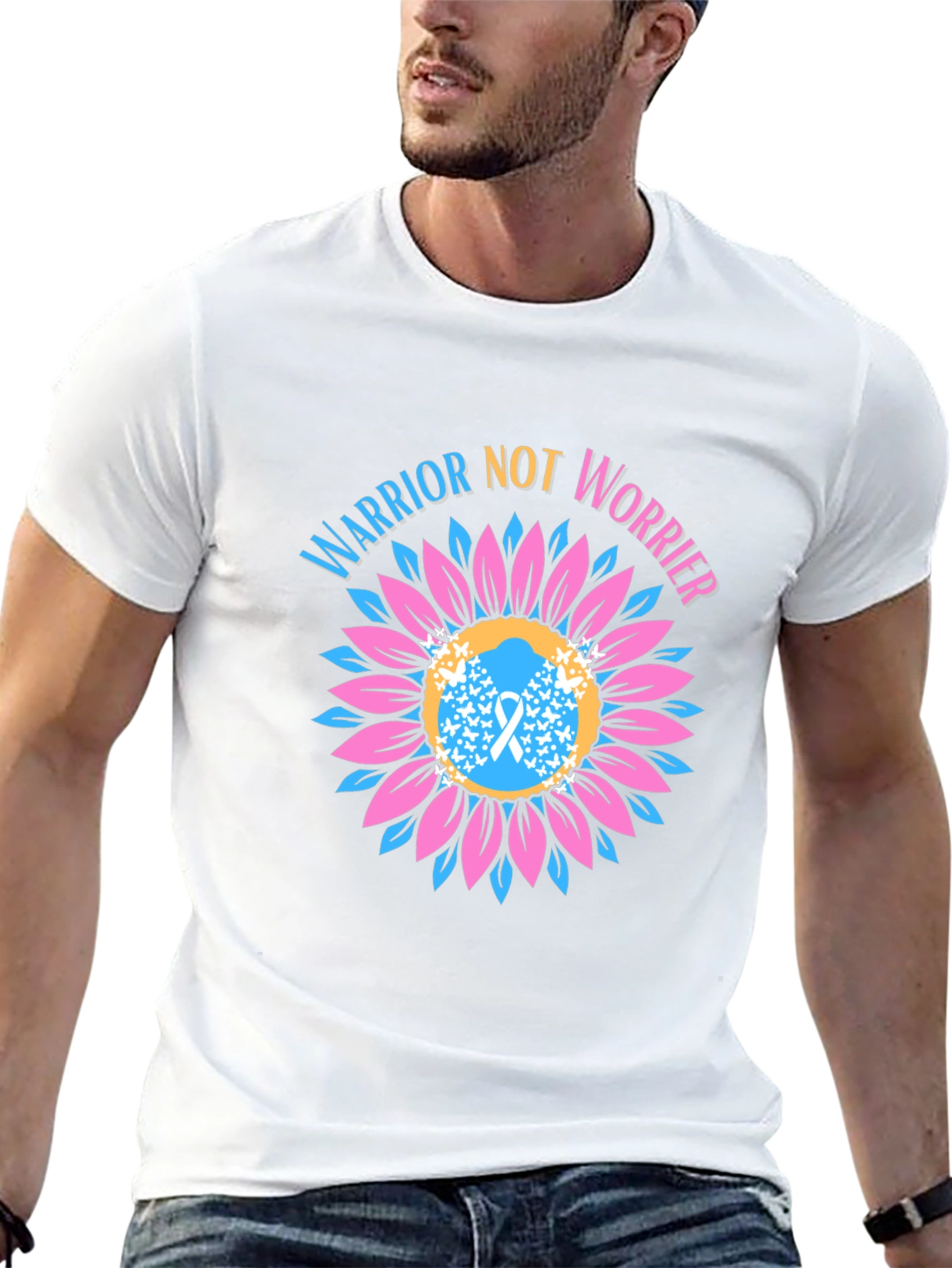 Warrior Not Worrier Sunflower Graphic T-Shirt