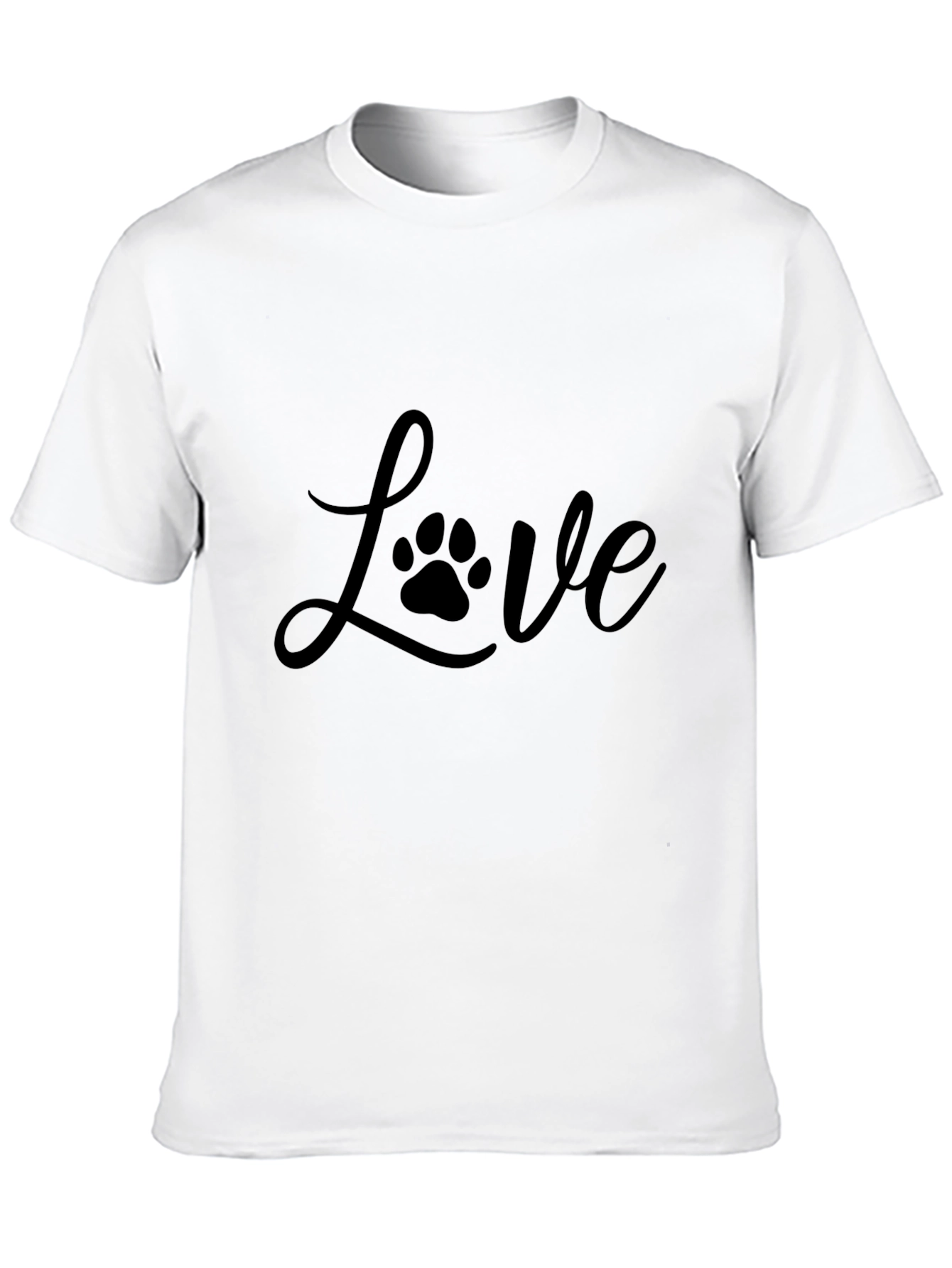 Love Paw Print Graphic Tee - Casual Black T-Shirt