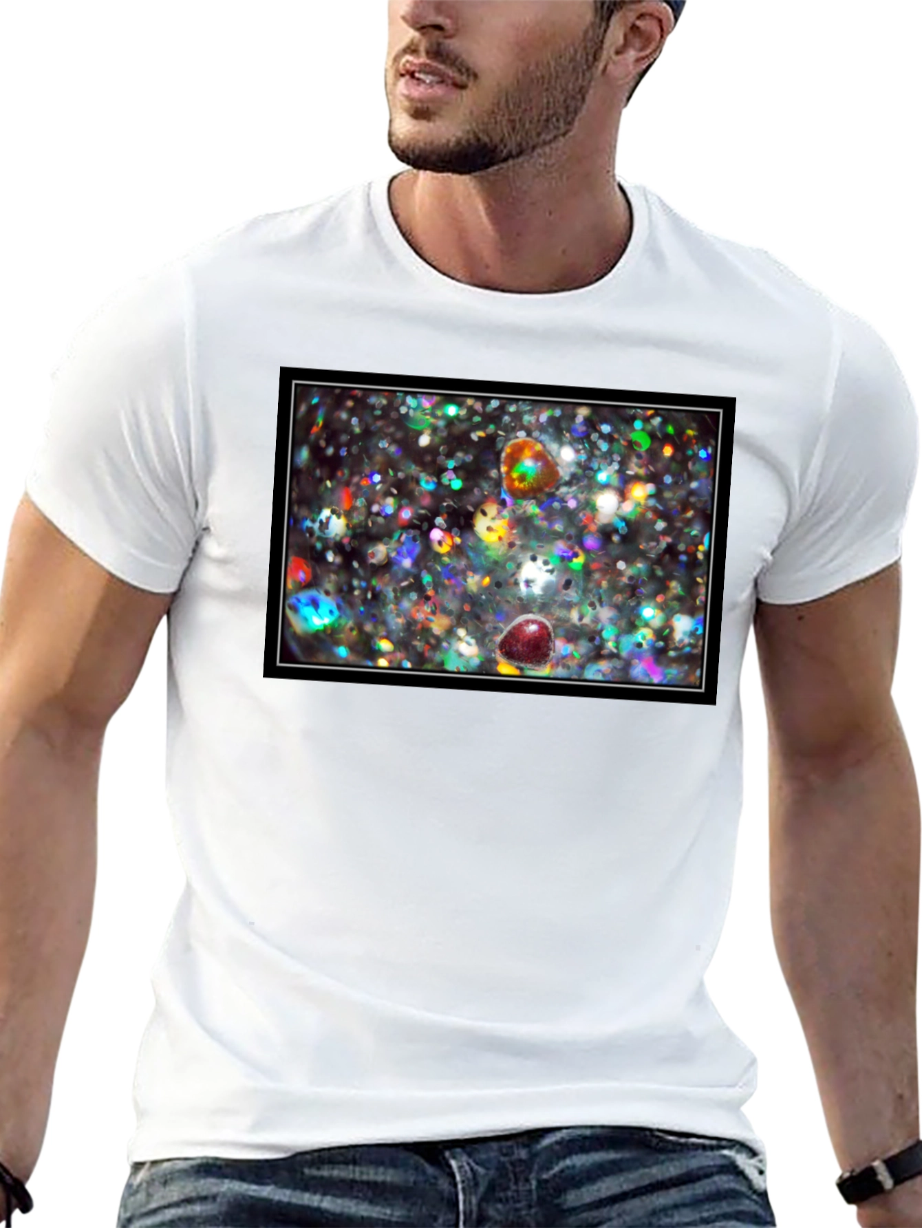 Sparkling Abstract Graphic Black T-Shirt