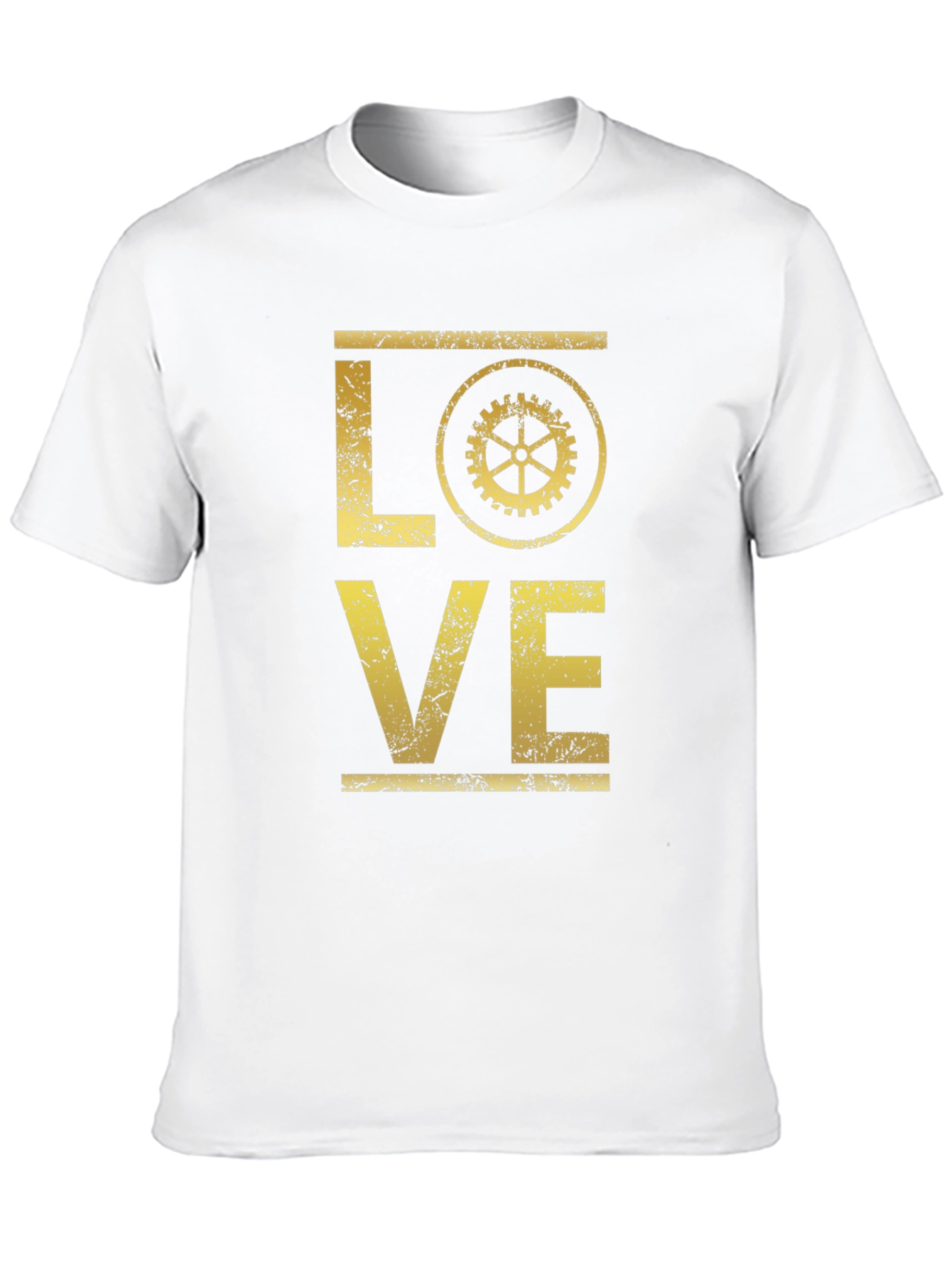 Steampunk Love Graphic T-Shirt - Distressed Gold Print