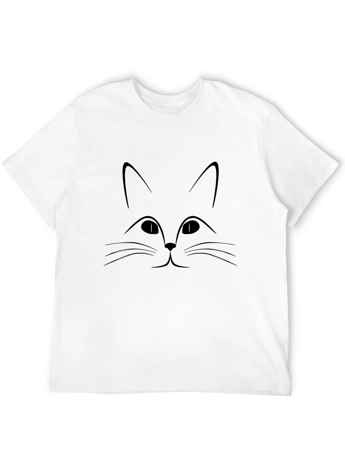Minimalist Cat Face Black Graphic Tee